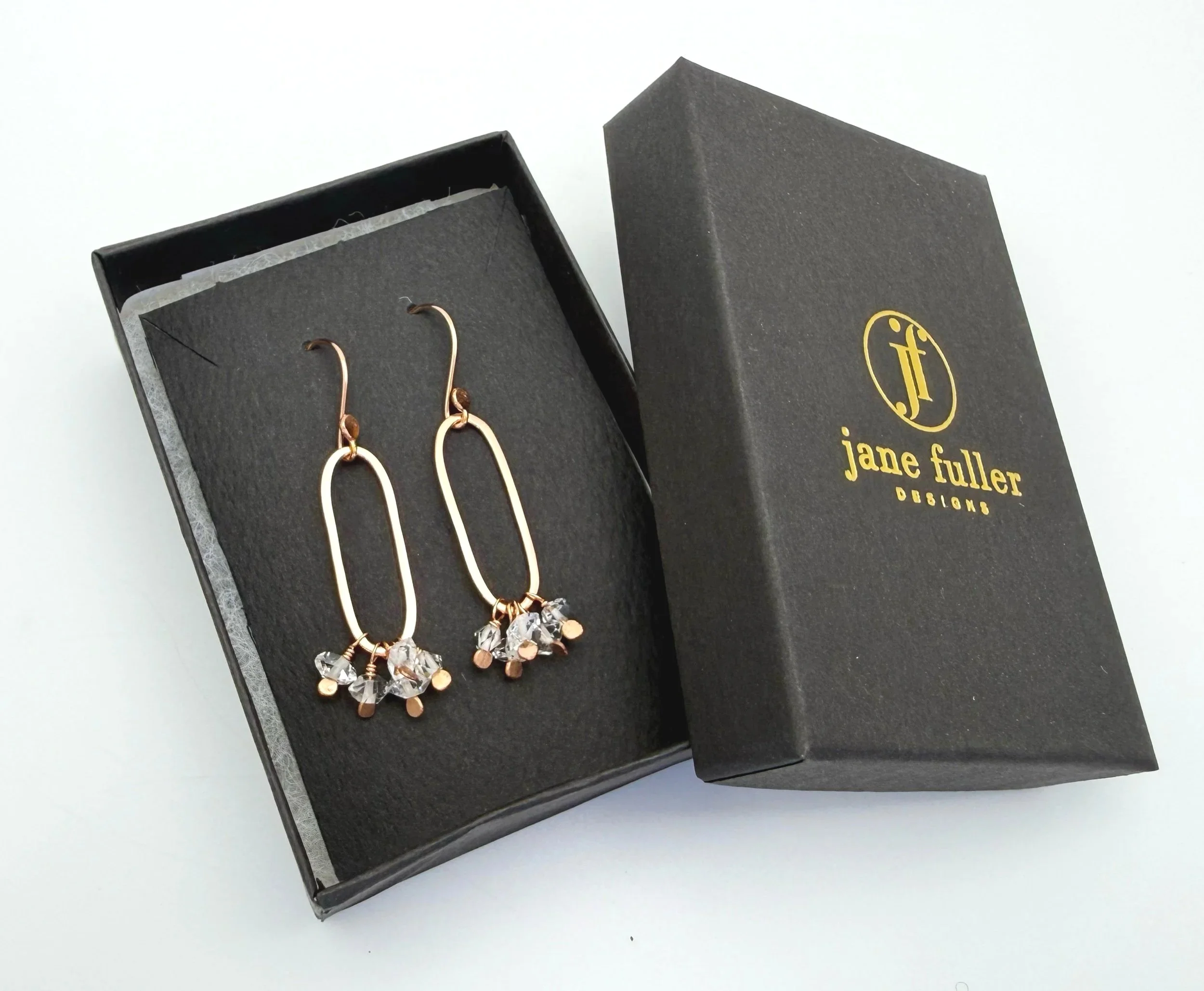 rose gold drop earrings herkimer diamonds