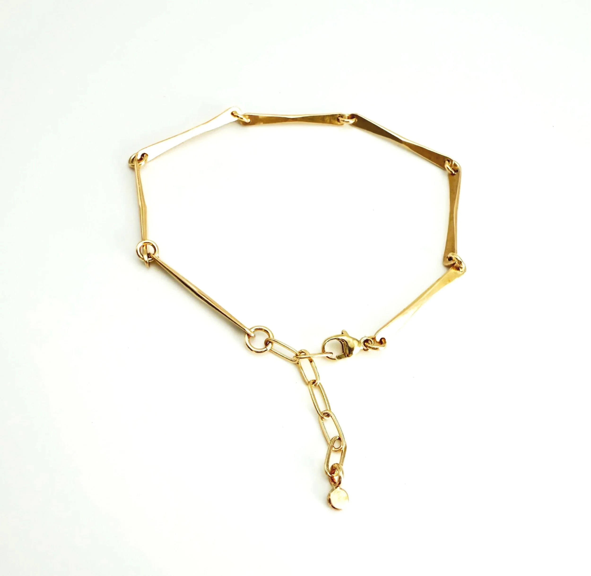 Artisan made unique gold link bracelet 14k gold