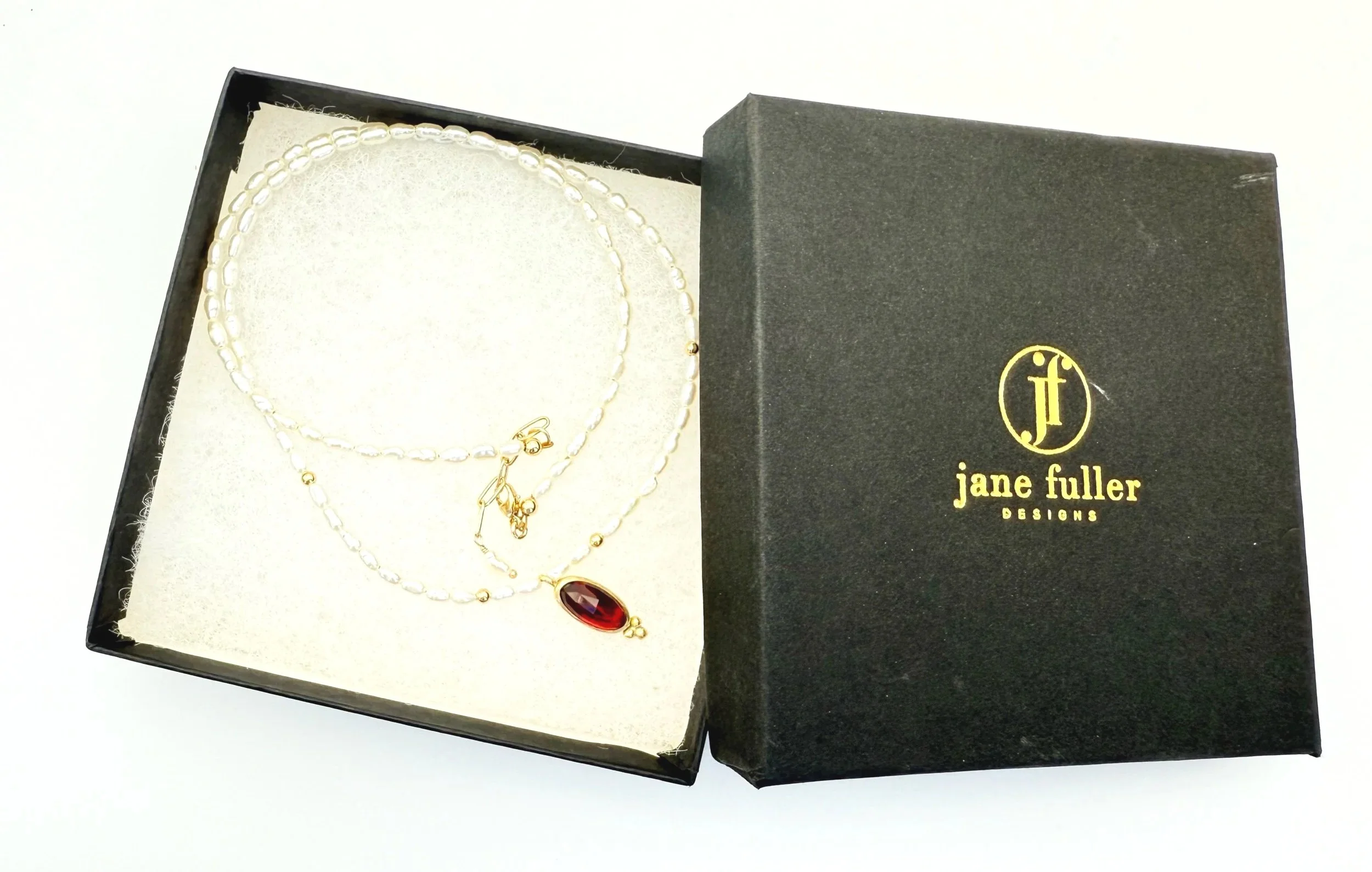 garnet and freshwater pearl necklace 14k gold