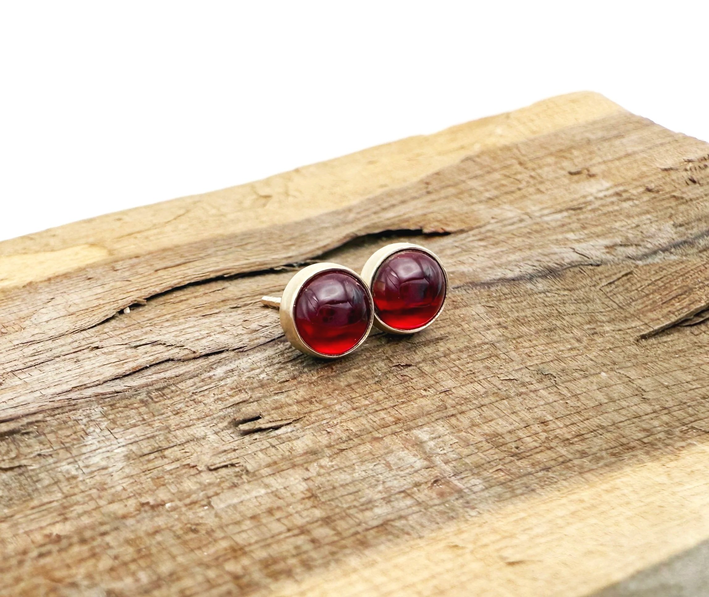 lab grown ruby stud earrings 14k