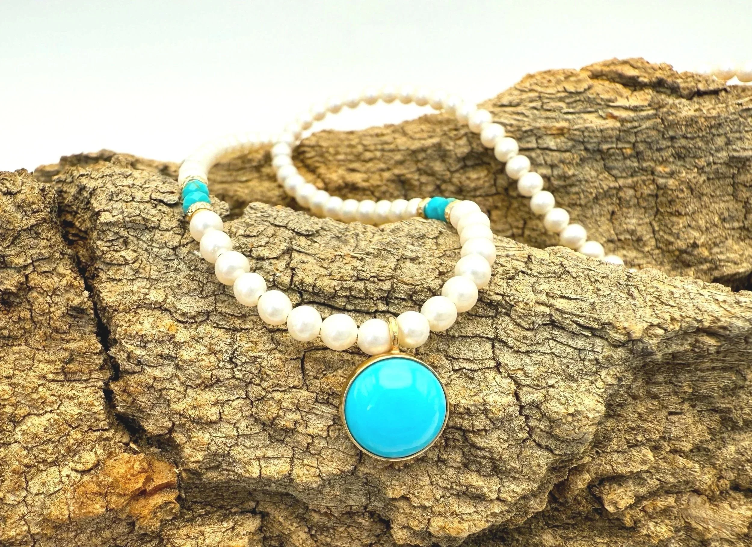 Sleeping Beauty Turquoise Pendant Necklace 14k