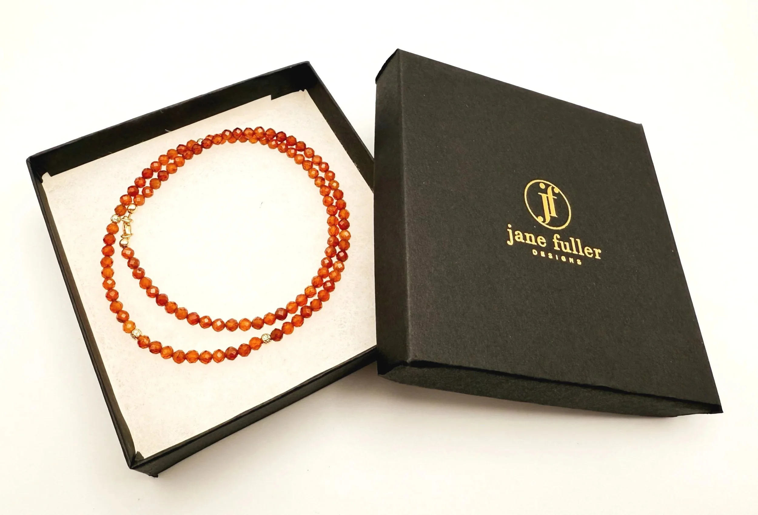Garnet necklace January gift for her 14k