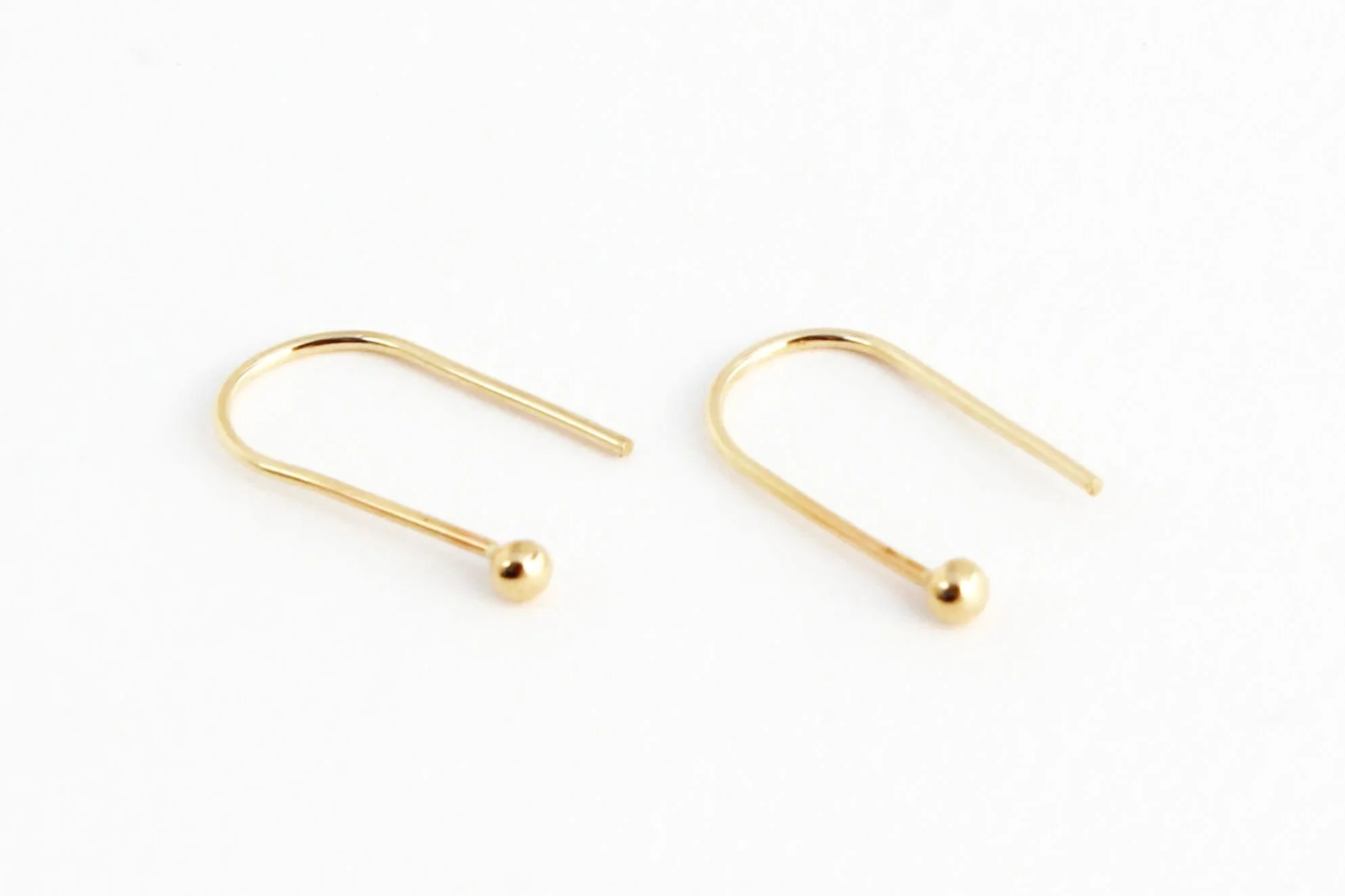 14k solid gold arc earrings