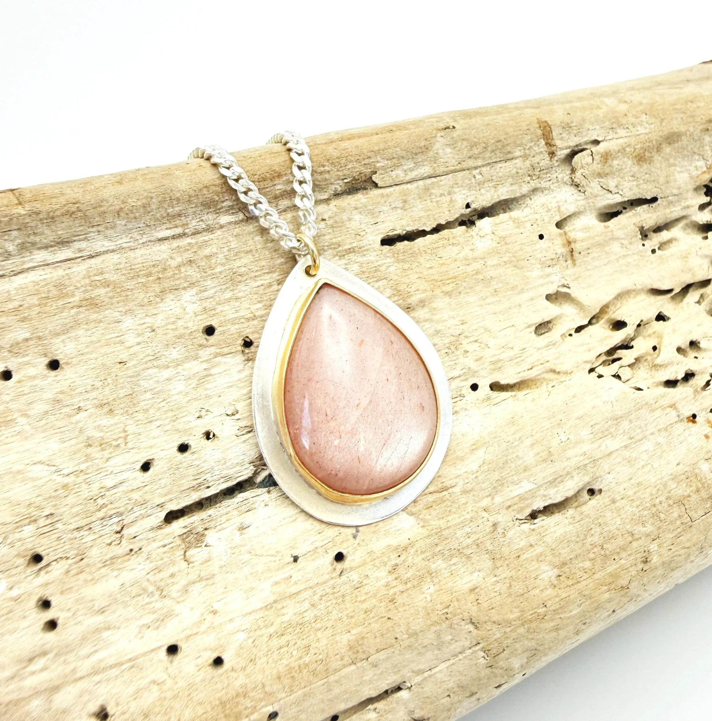 Peach Moonstone Pendant Necklace