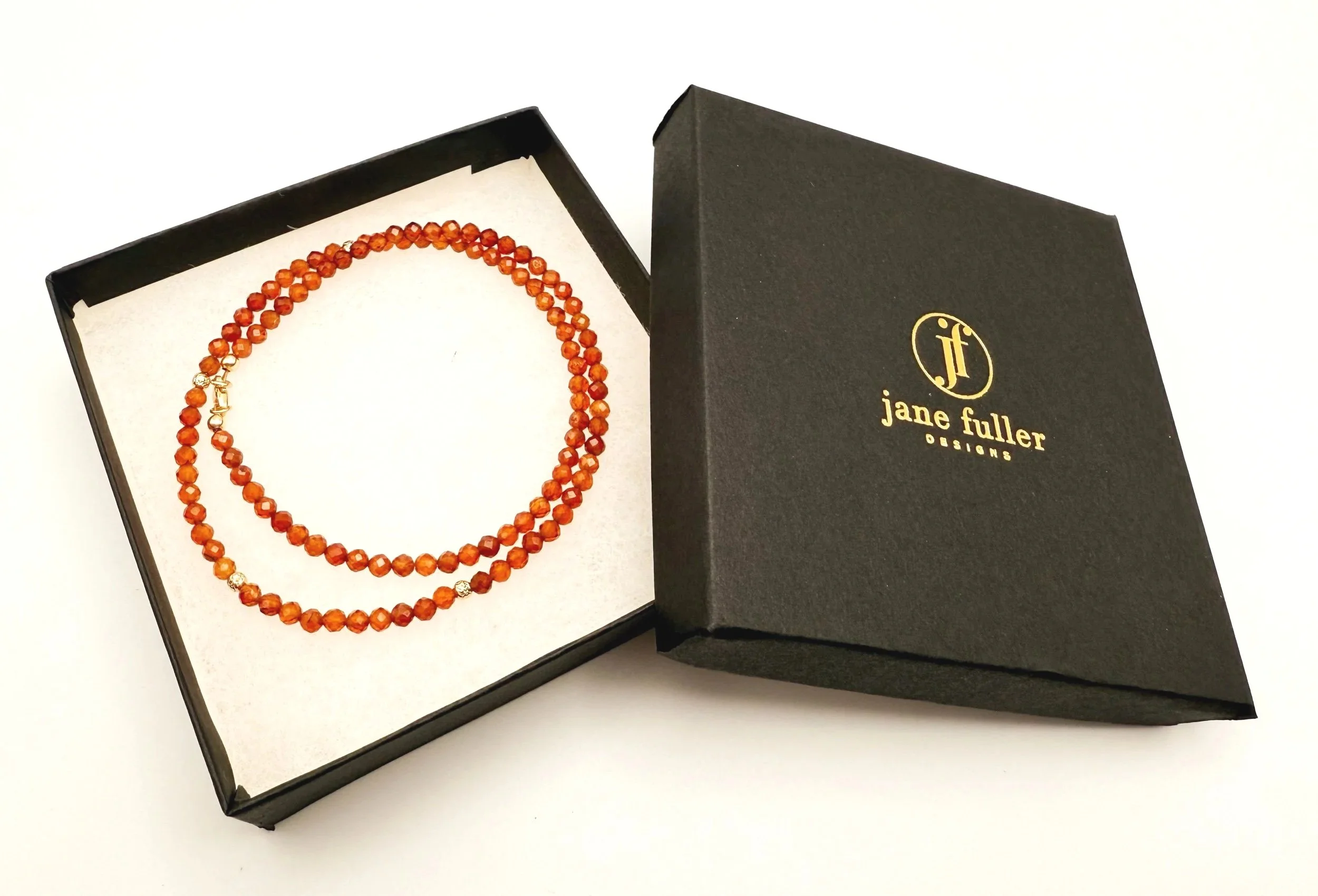3mm faceted gemstone beaded necklace 14k gold
