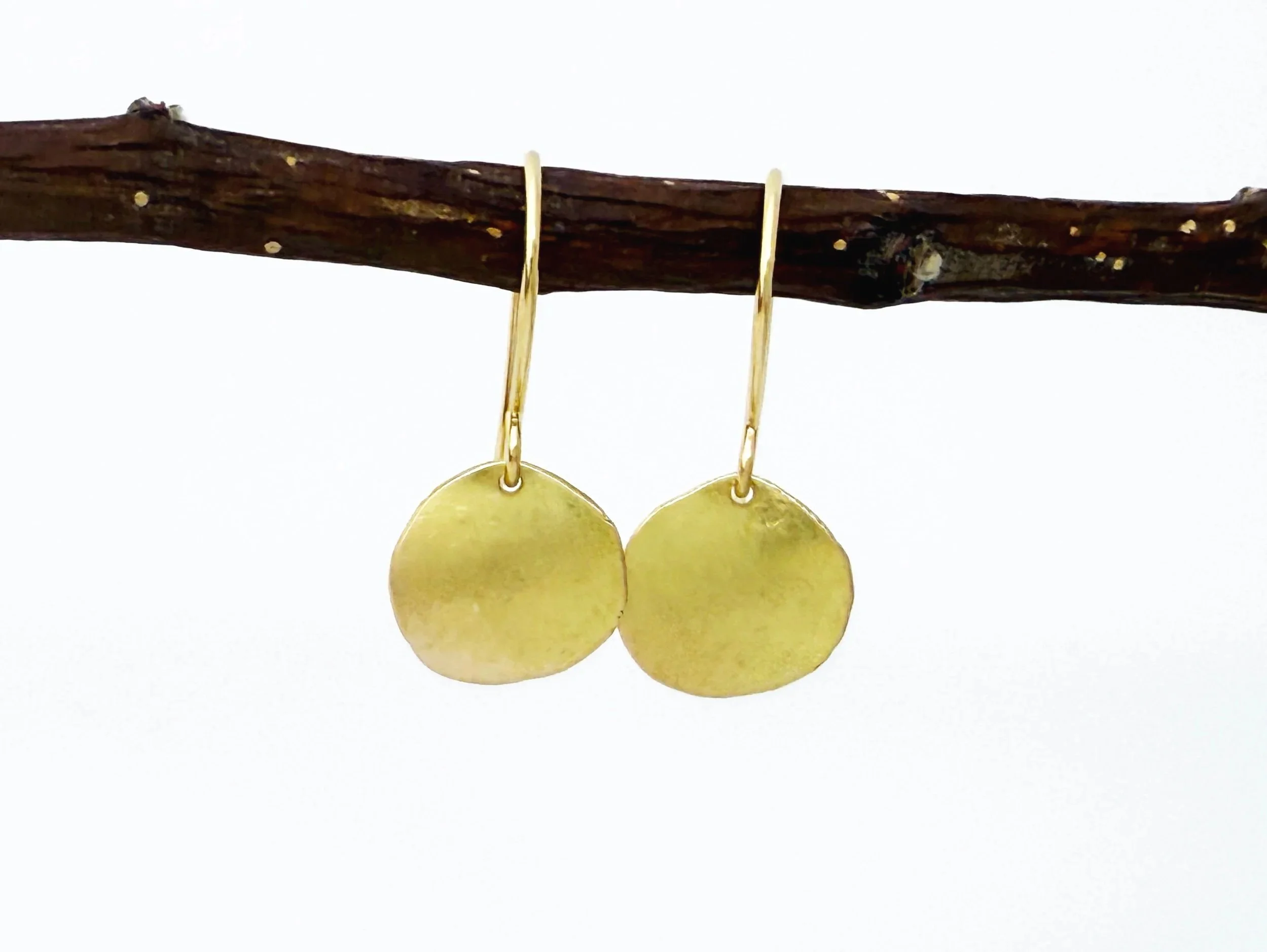 large round disc earrings 18k solid gold