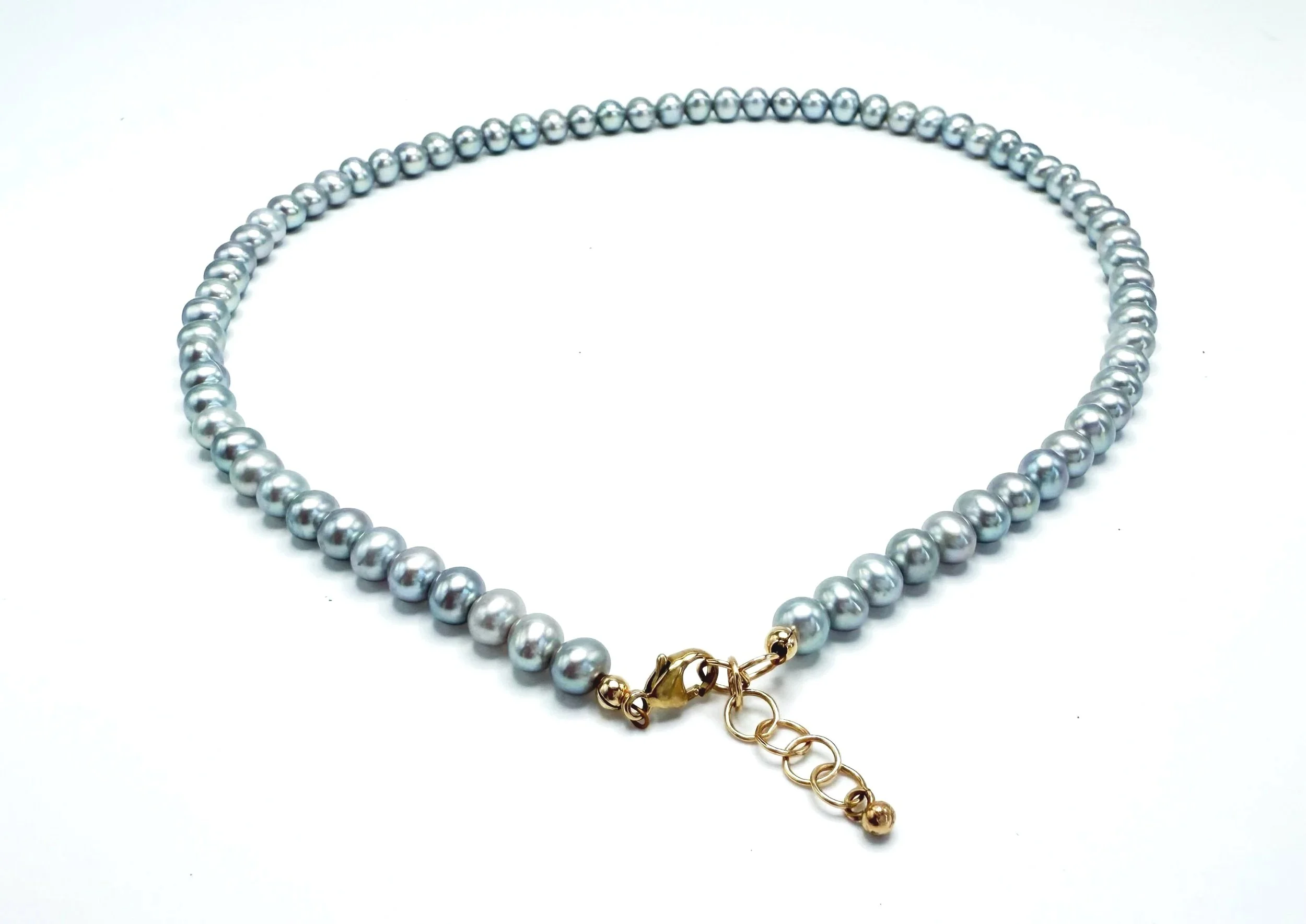 front clasp freshwater pearl strand necklace 14k gold