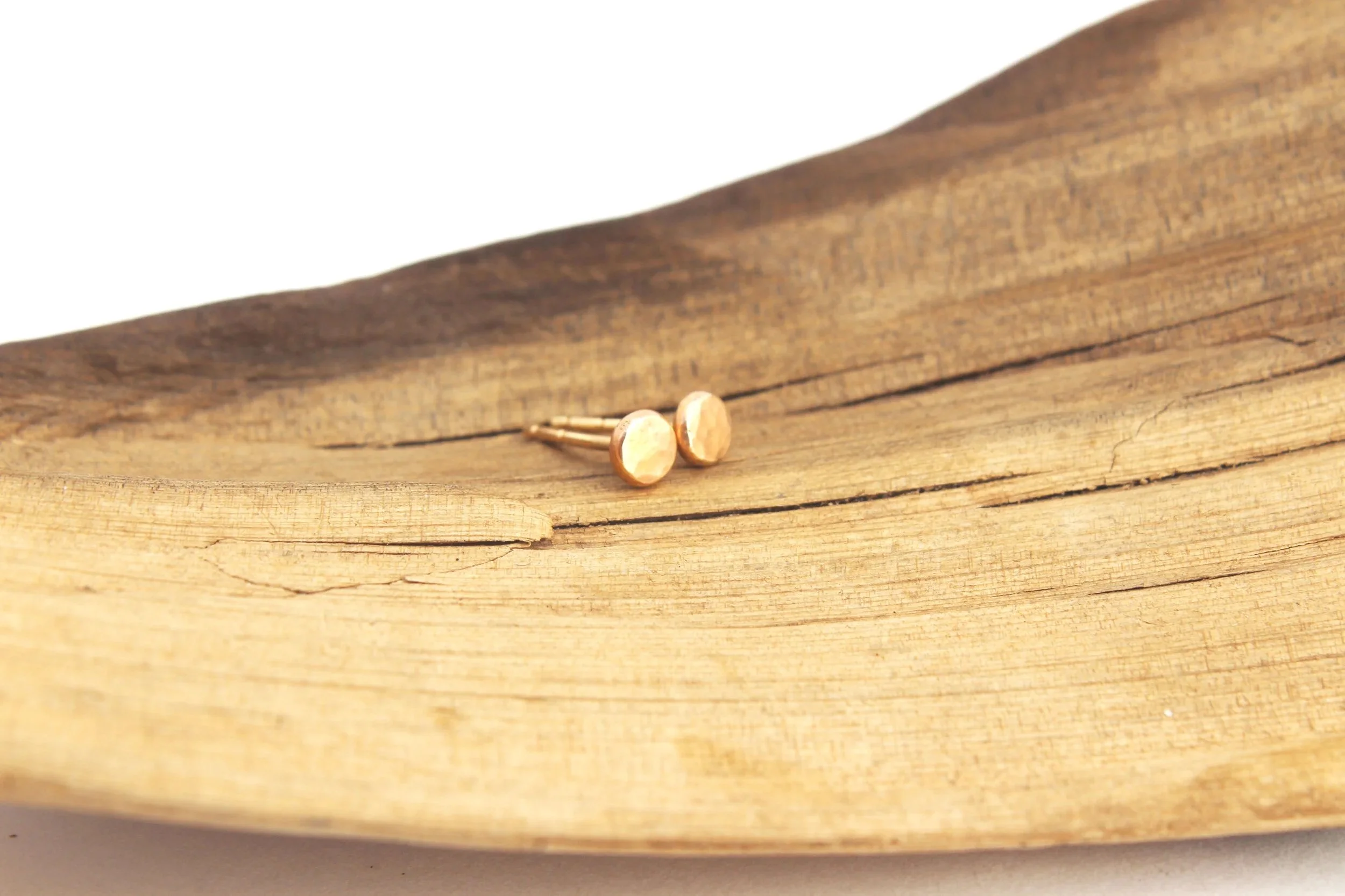 artisan made 14k gold stud earrings