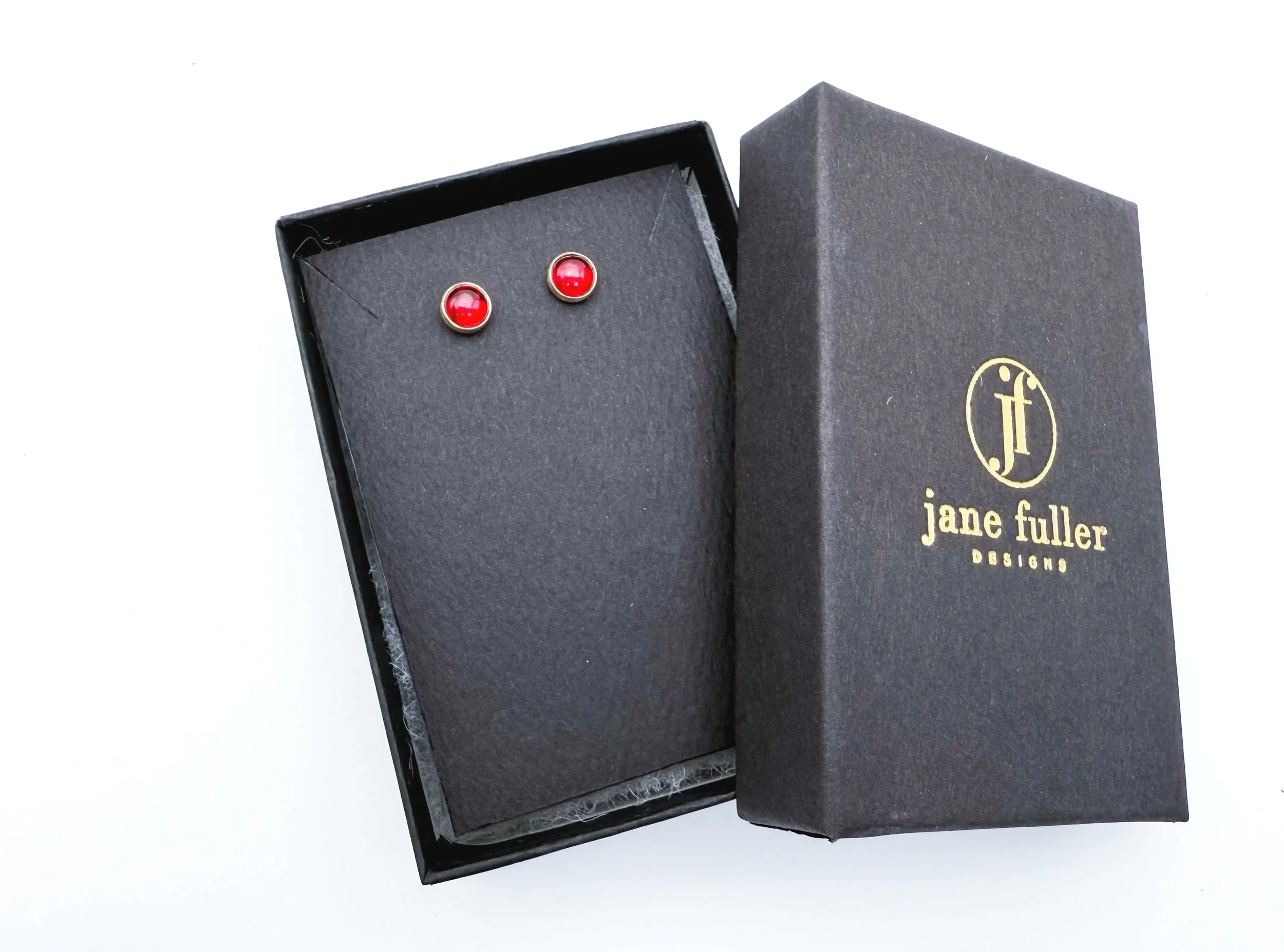 red ruby gemstone stud earrings 14k gold