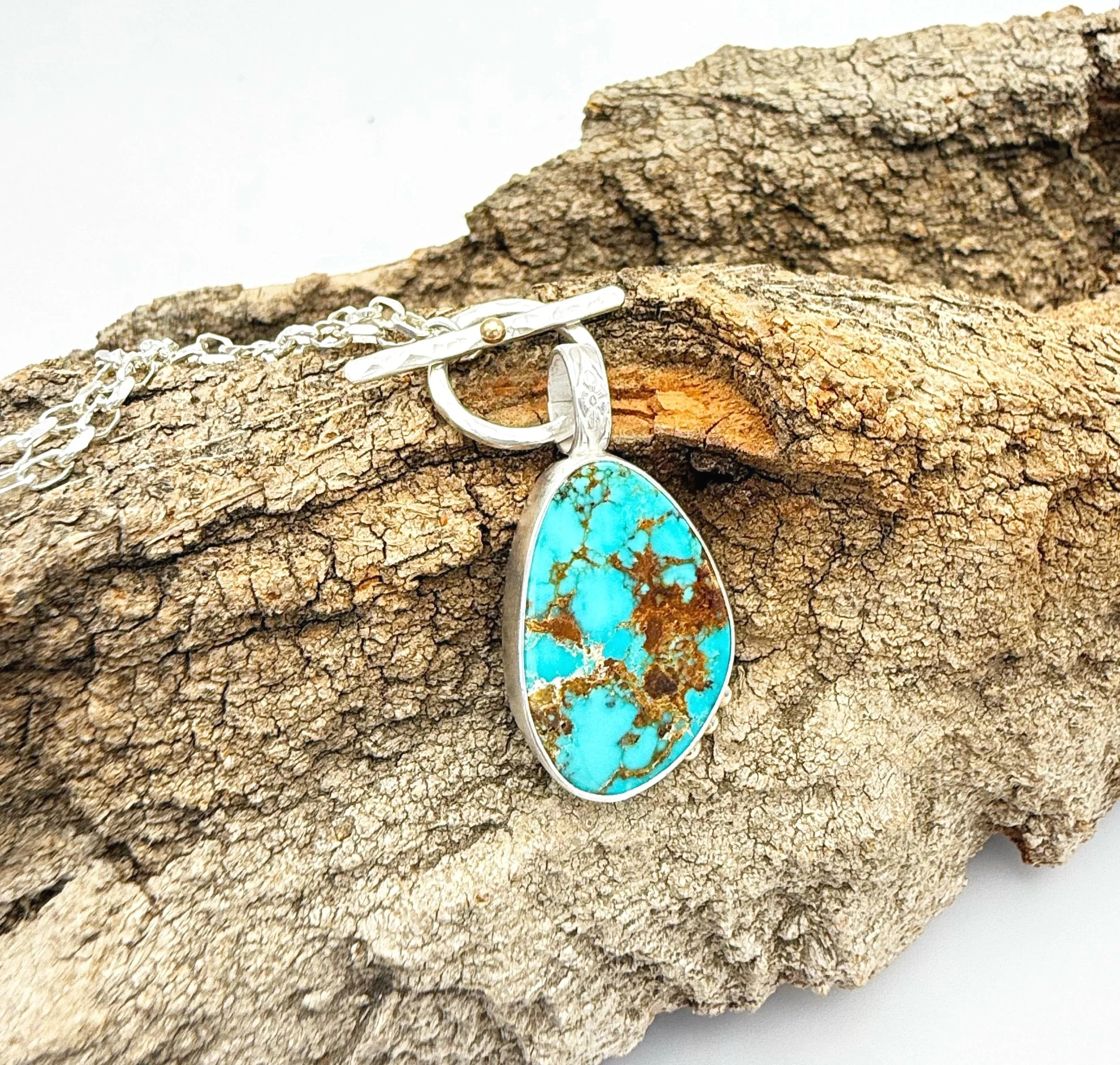 American Turquoise Pendant Necklace Handmade