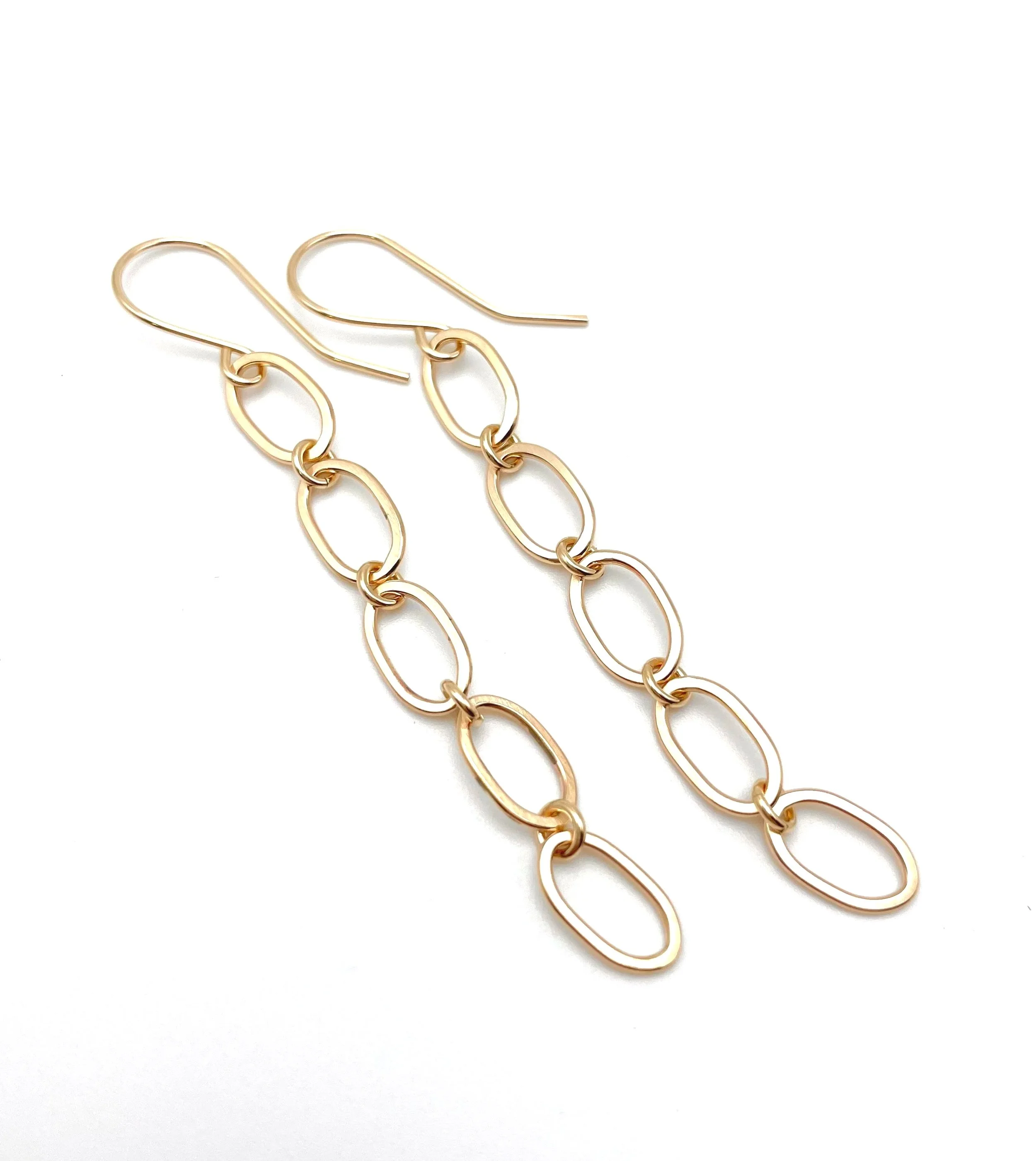 large link chain earrings 14k solid gold