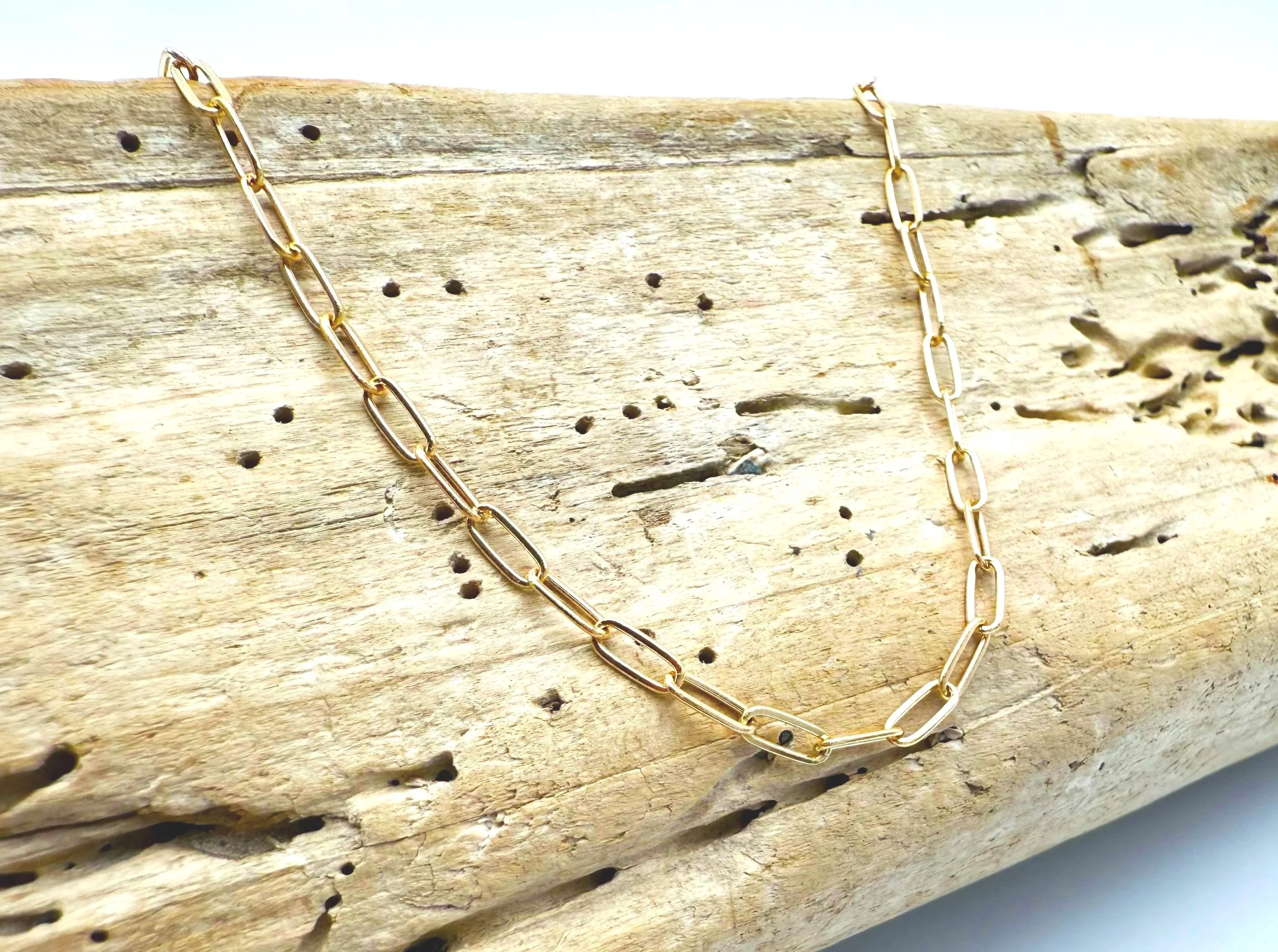 14k gold paperclip chain