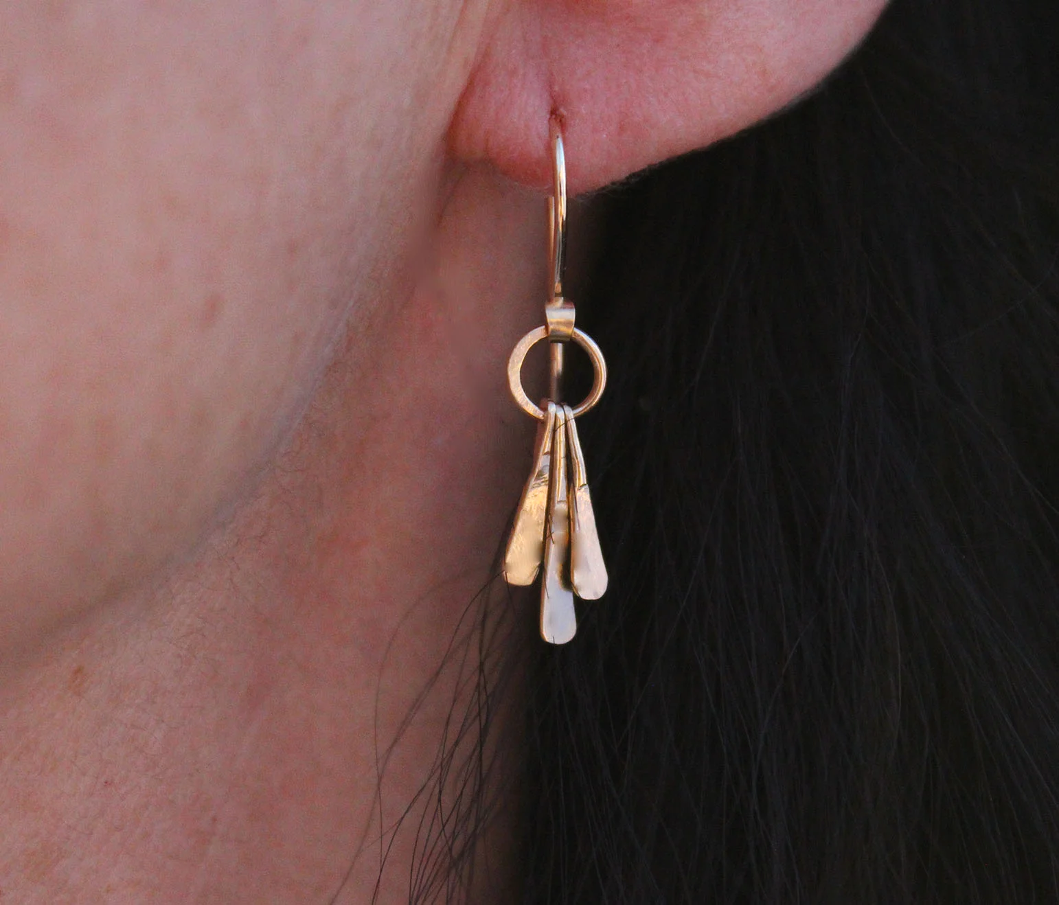 14k solid gold dangle earrings