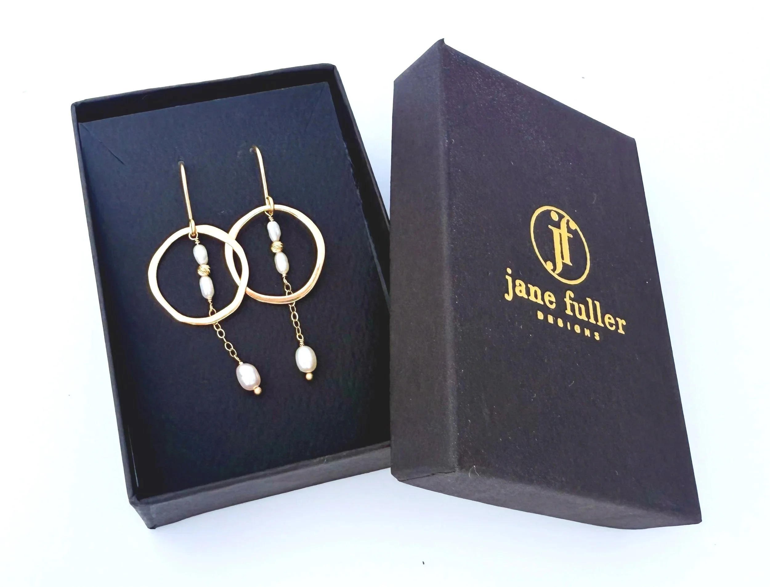 freshwater pearl dangle earrings 14k solid gold