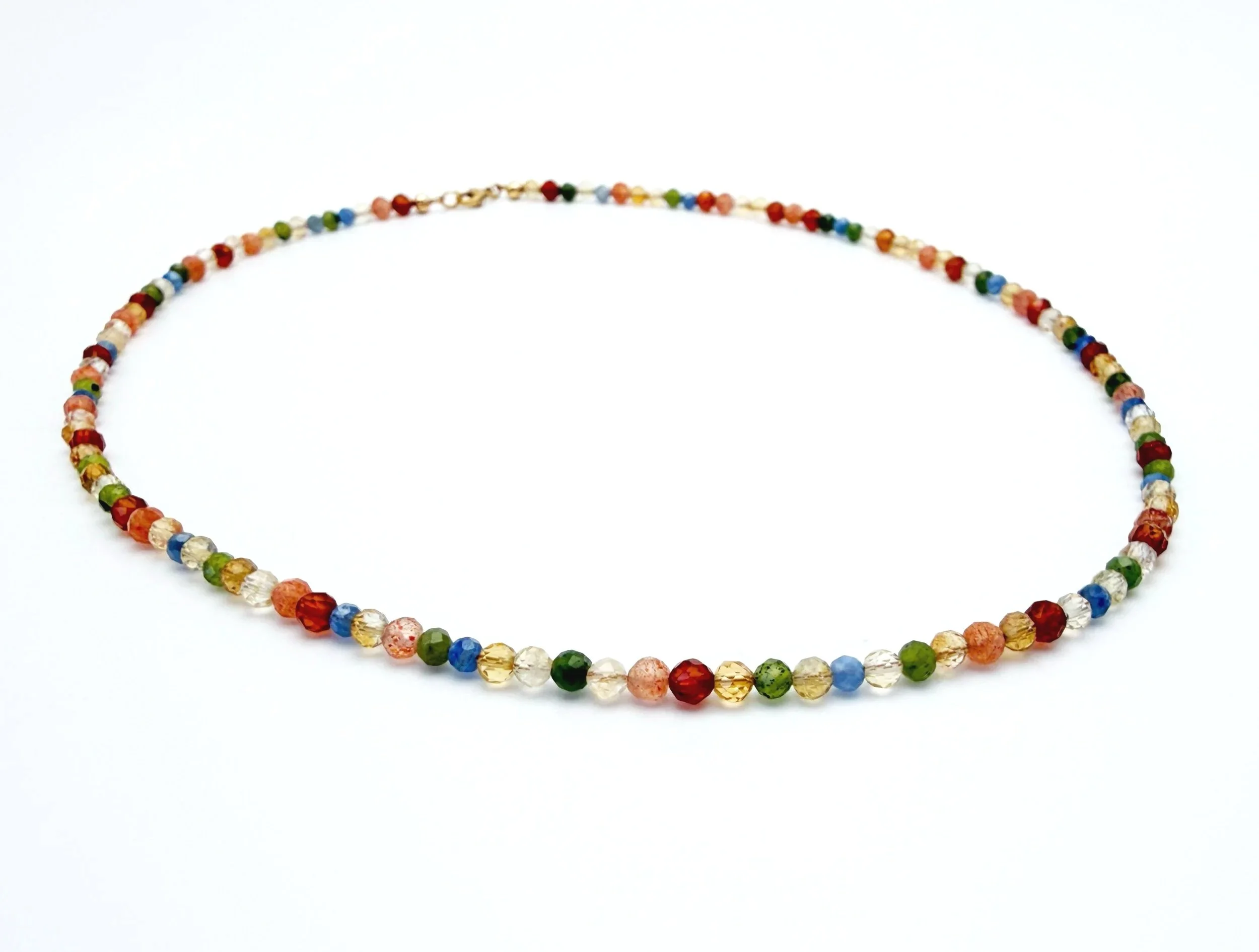 Summer Gemstone necklace multi colored 14k gold