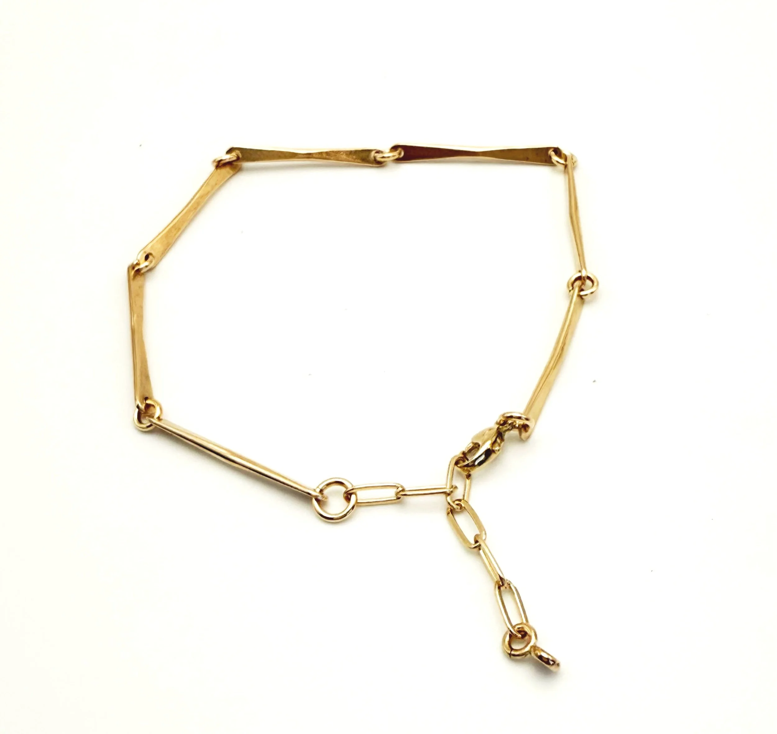 14k solid gold bar link bracelet