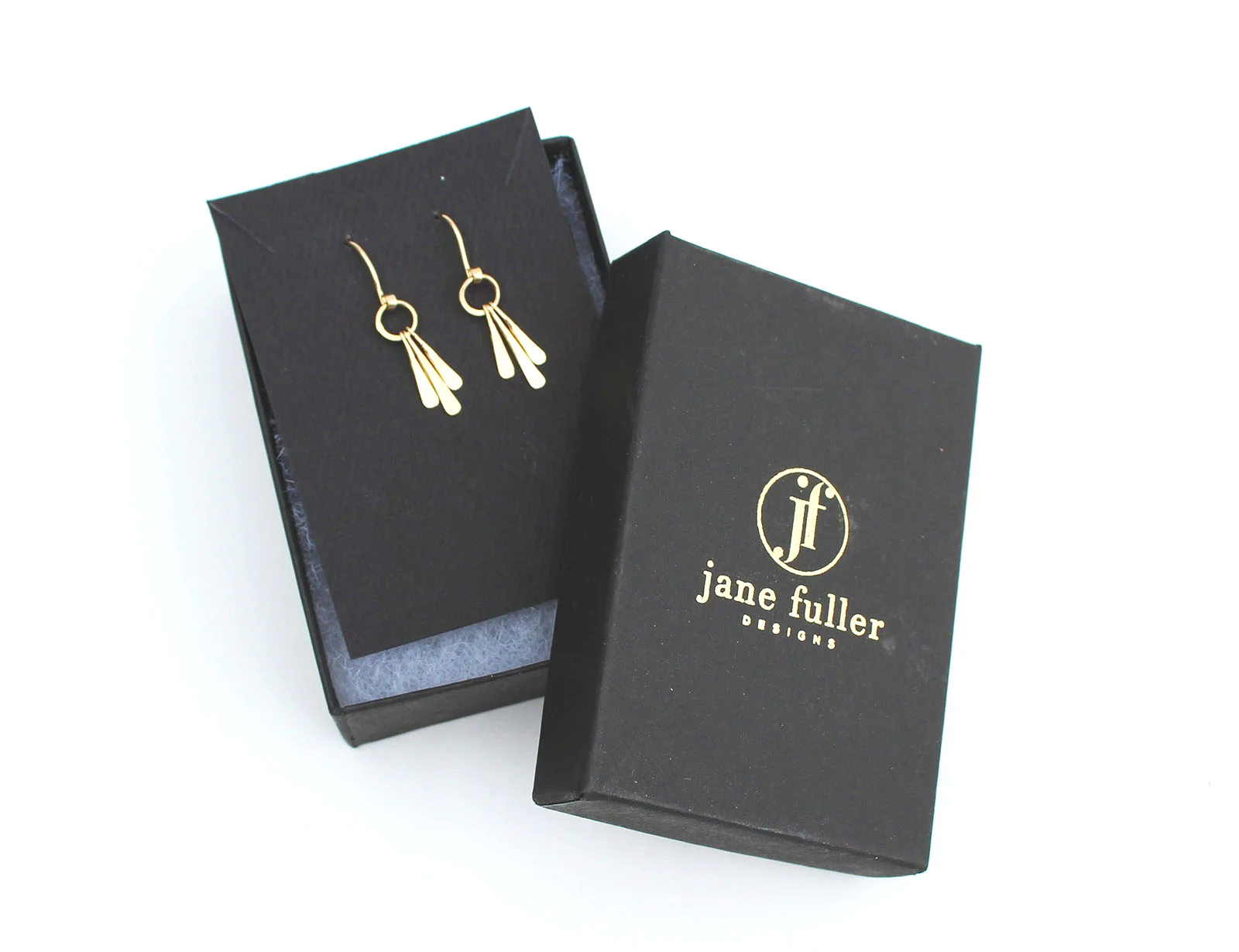 Solid gold dangle earrings 14k