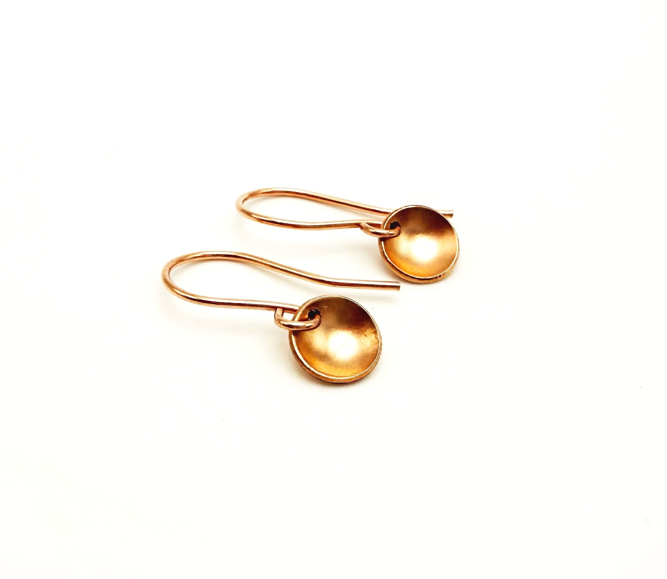 rose gold small concave disc earrings