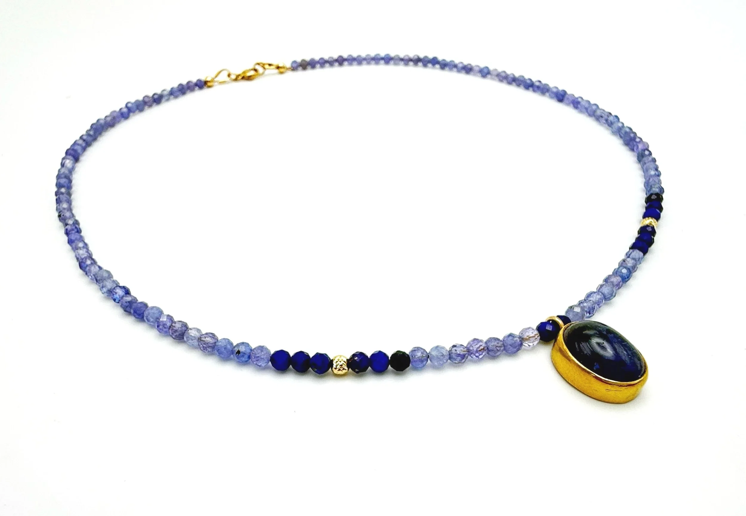 14k Gold purple gemstone necklace tanzanite
