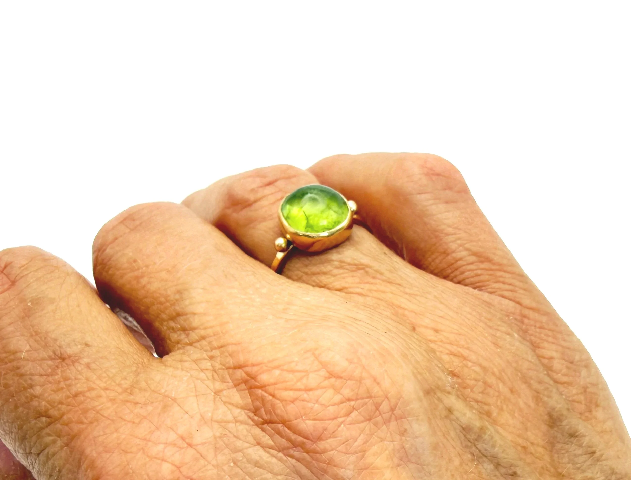 14k Solid Gold Peridot Ring Size US 6.5