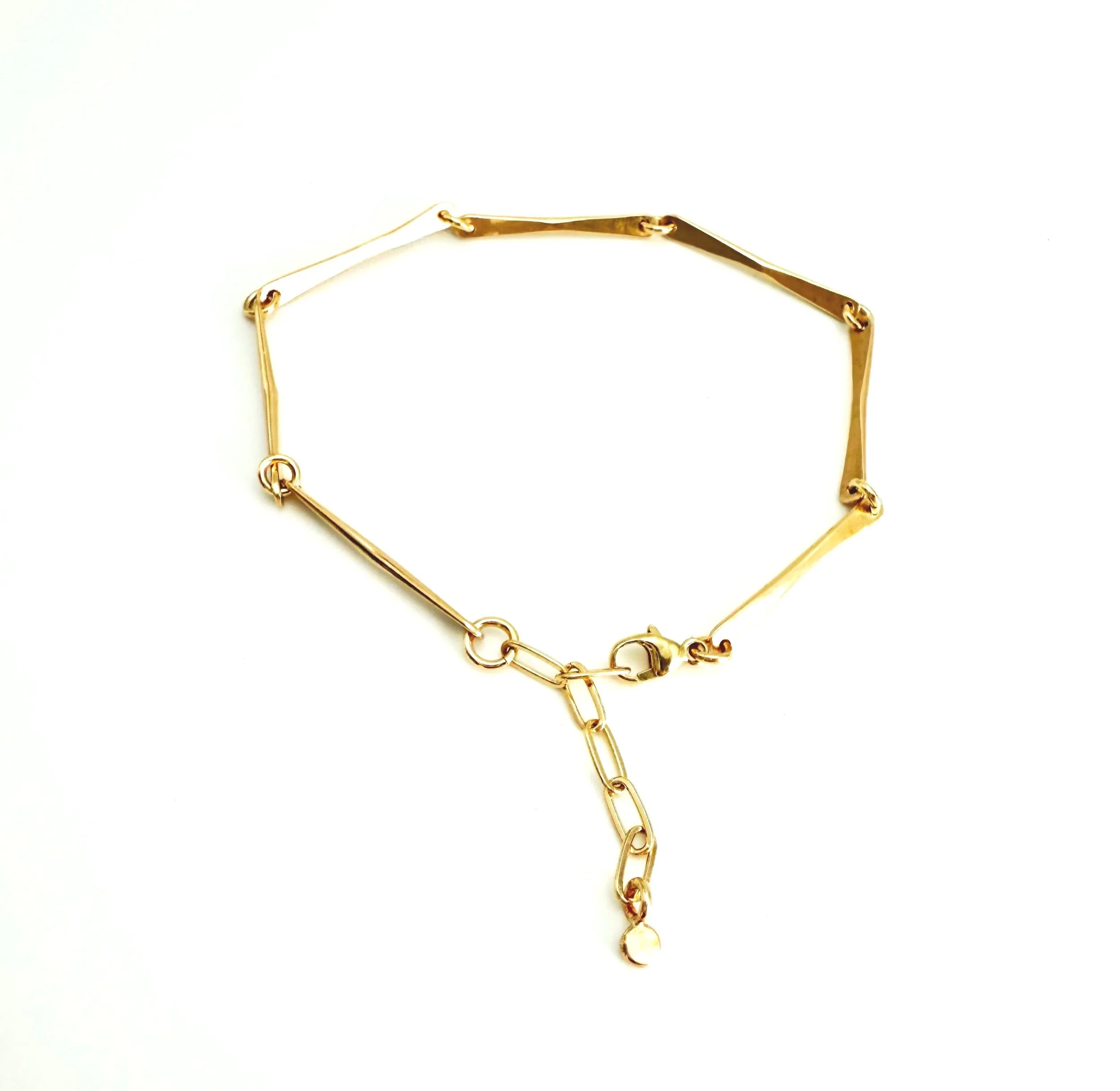 14k gold bar chain bracelet