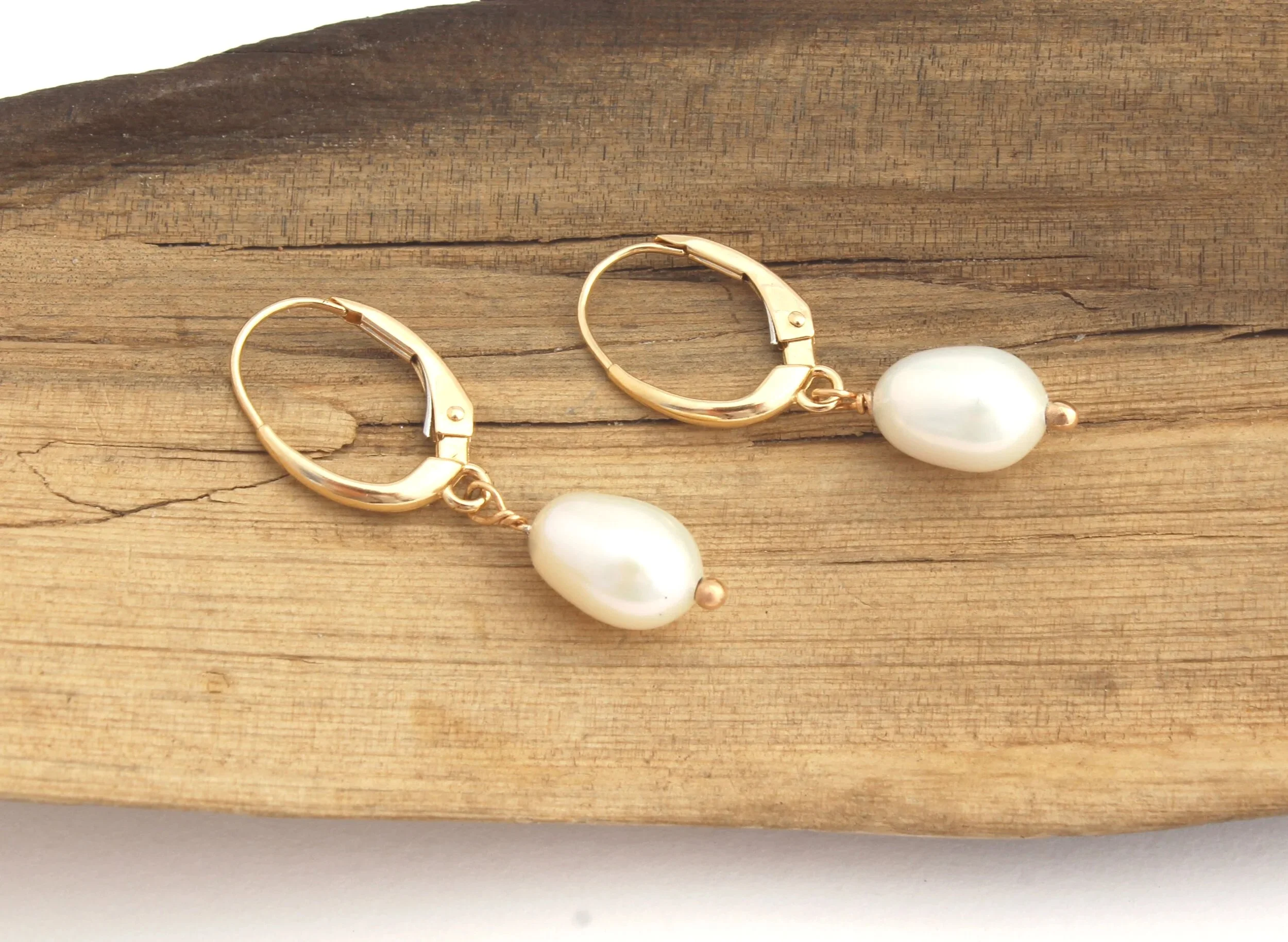 pearl drop earrings with lever back