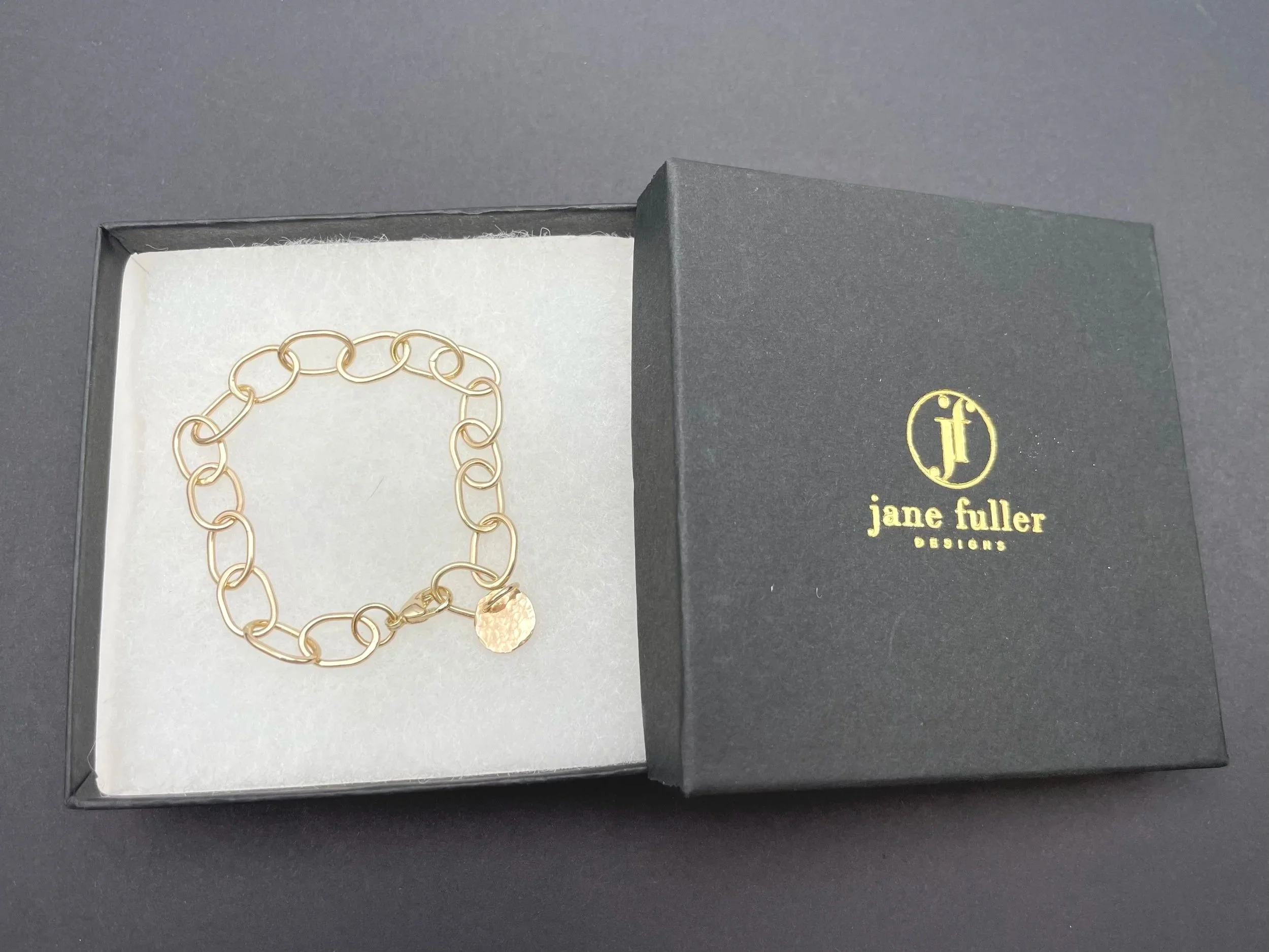 solid gold large link bracelet 14k