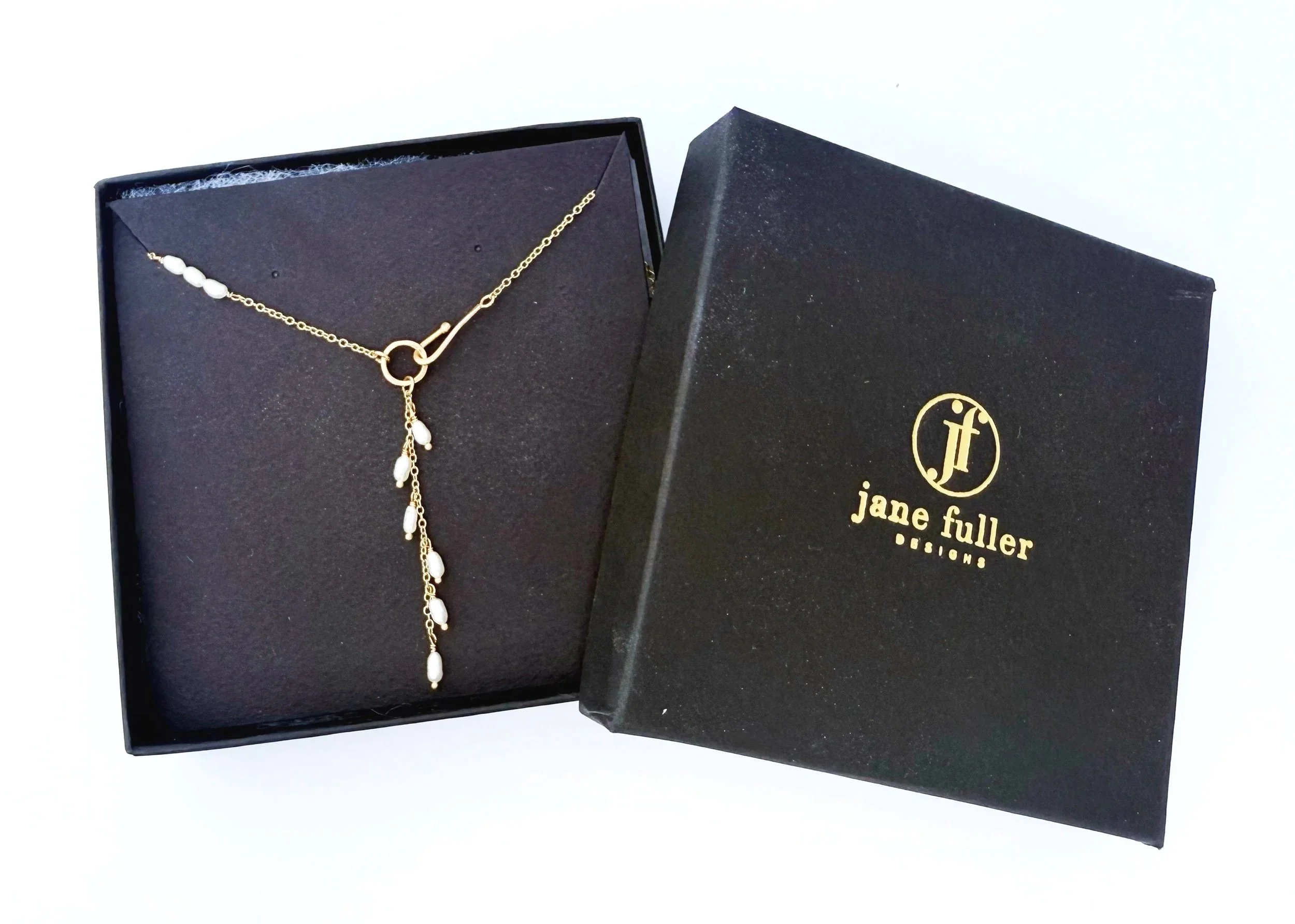 Gold cascading pearls necklace 14k