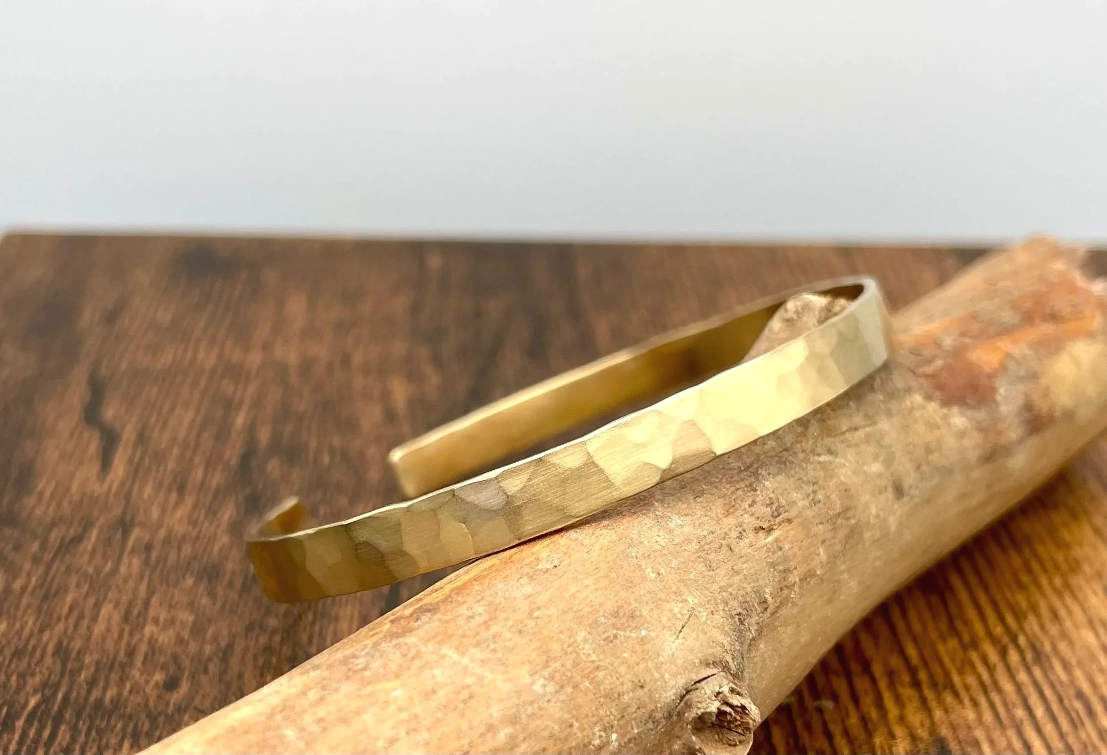 mens hammered cuff bracelet 18k gold