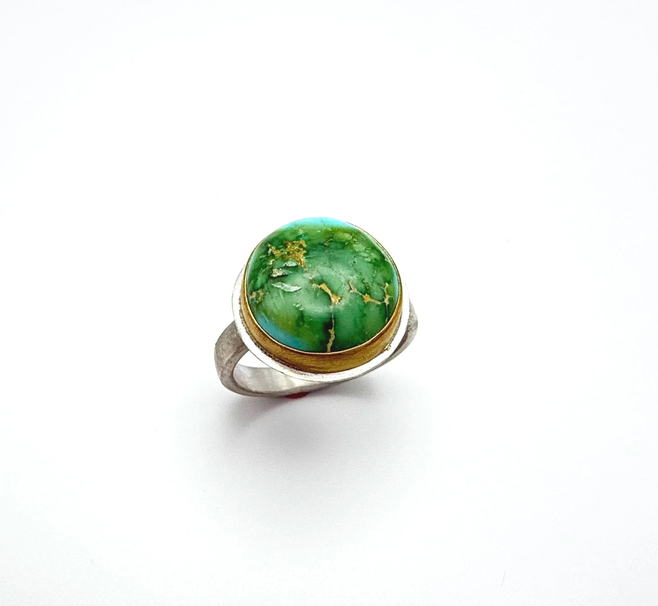 sonoran turquoise ring in silver and gold