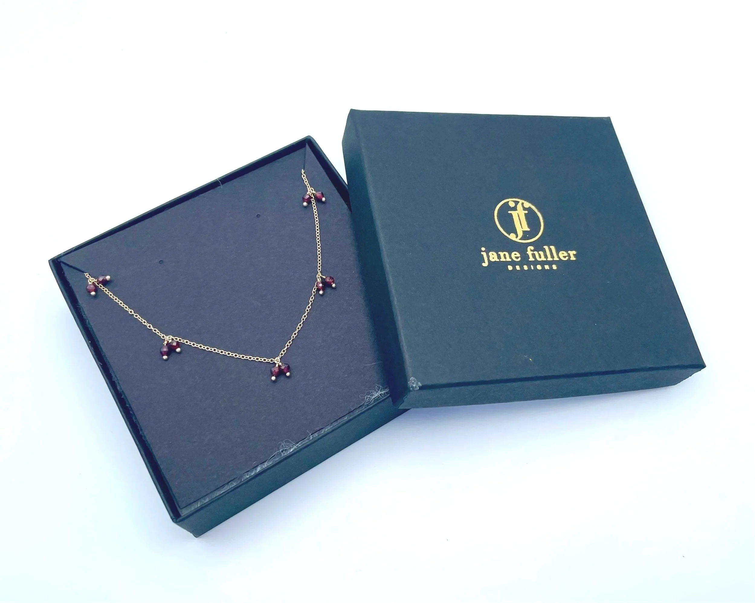 red gemstone cluster necklace 14k gold