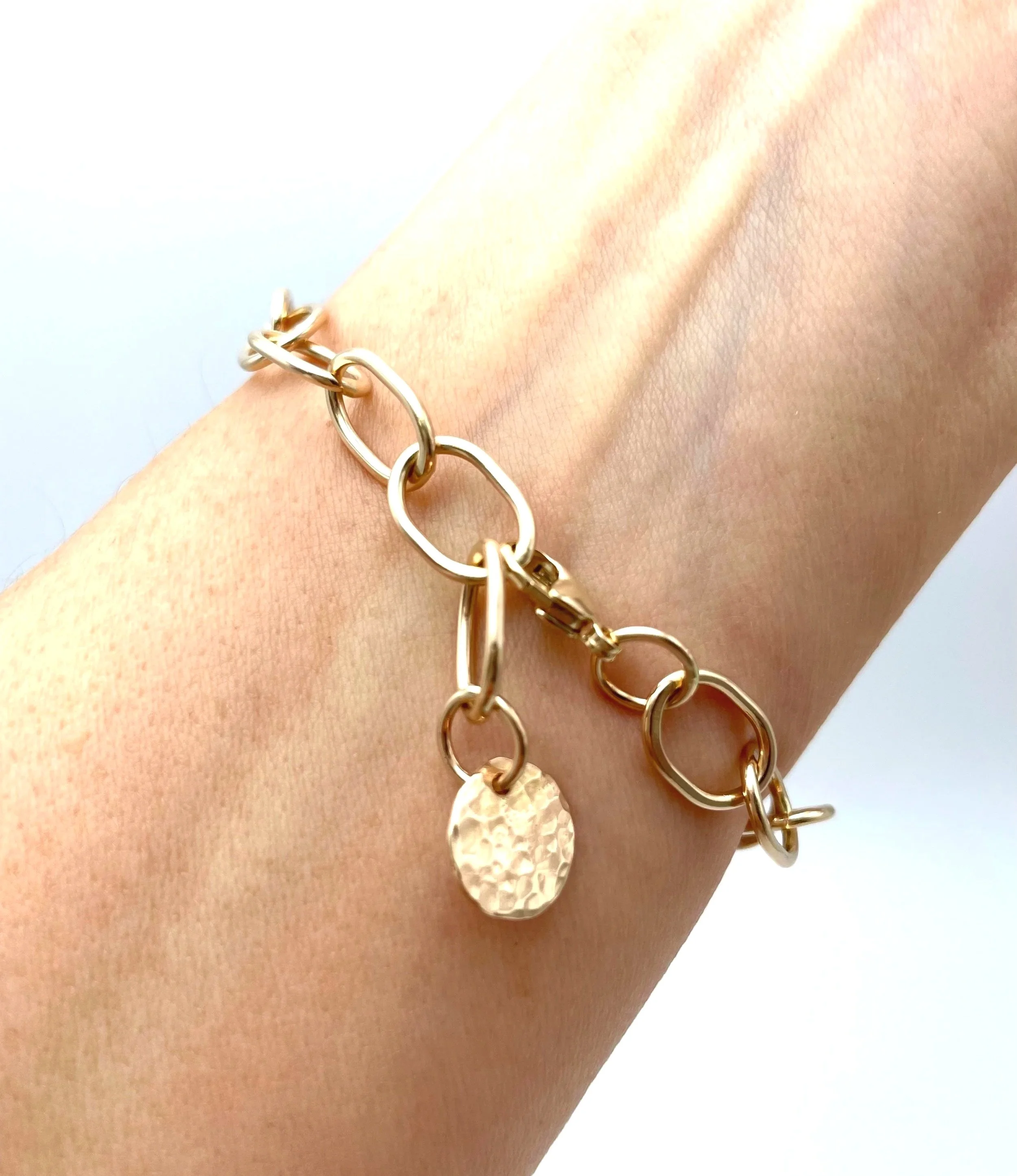 heavy gold link bracelet 14k