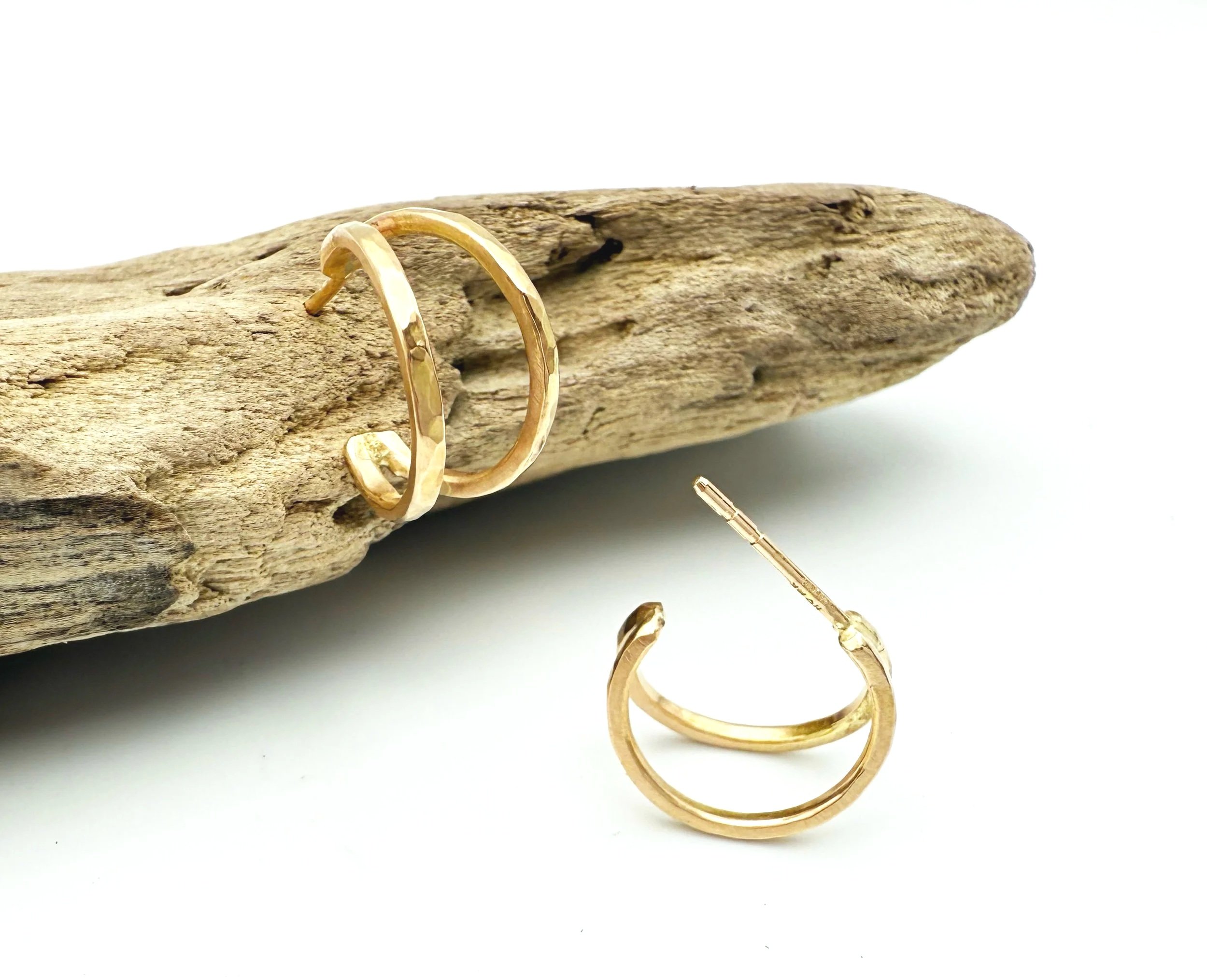 double hoop earrings 14k solid gold
