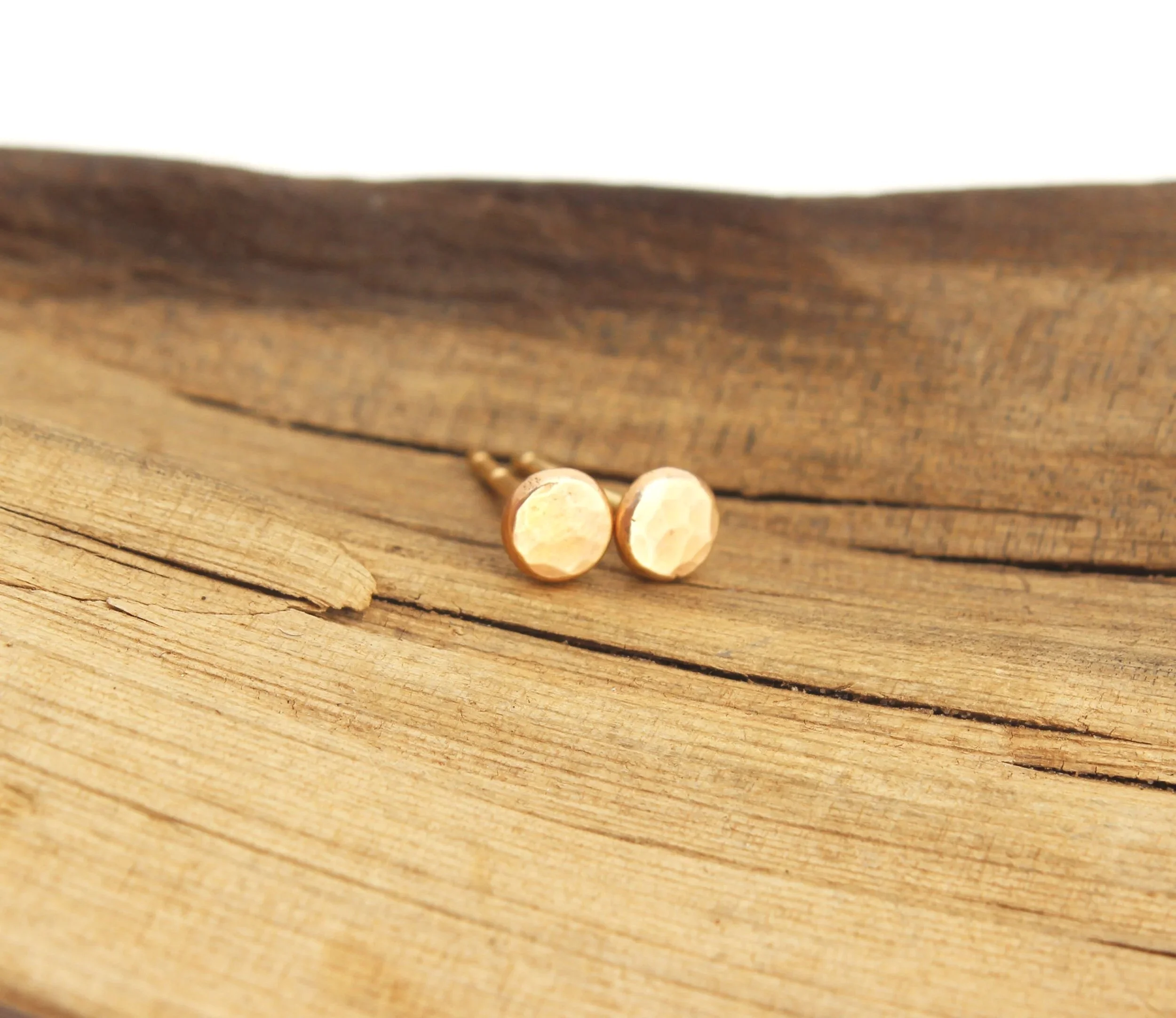 Tiny 14k solid gold stud earrings