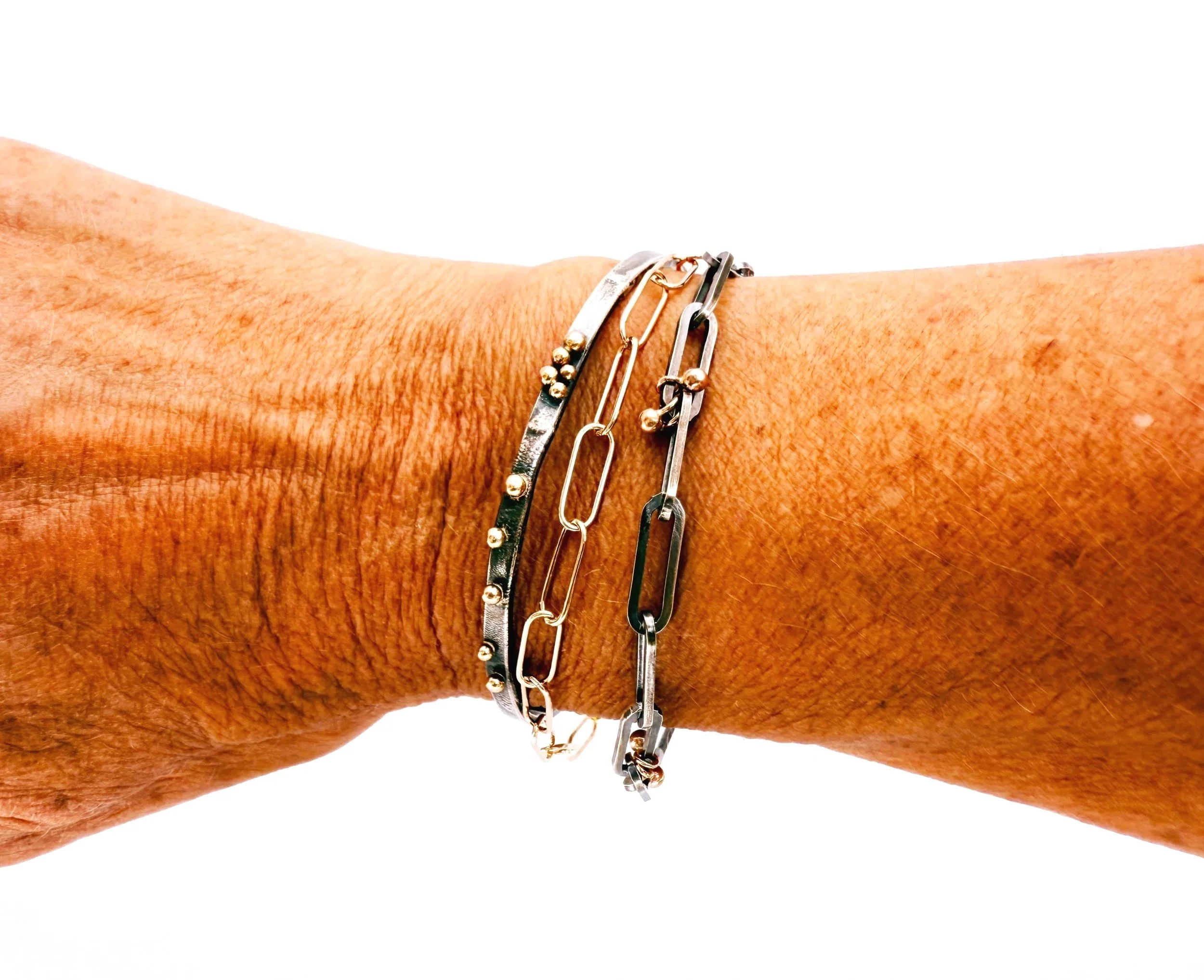 14k gold chain layering link bracelet