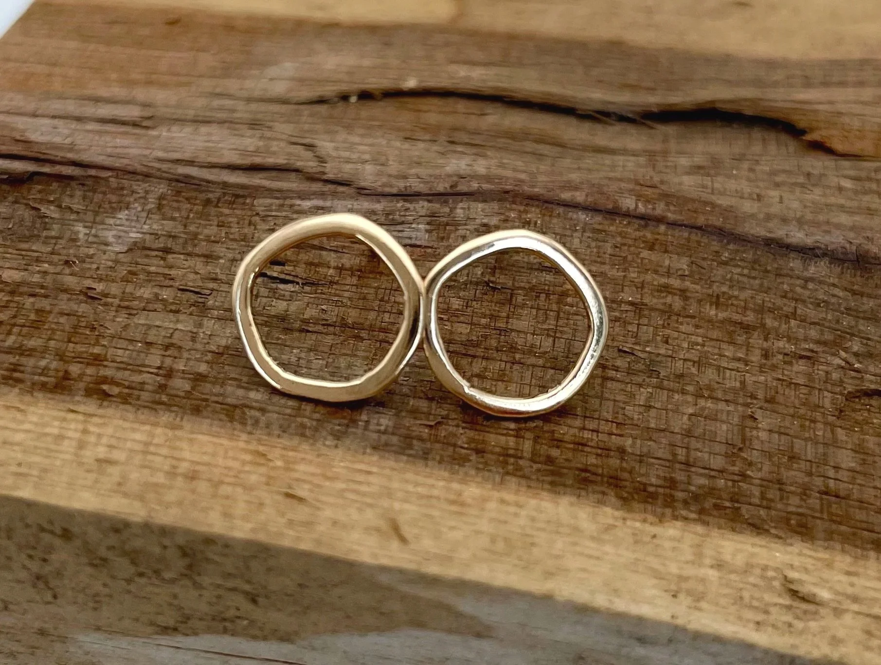 open circle stud earrings 14k gold