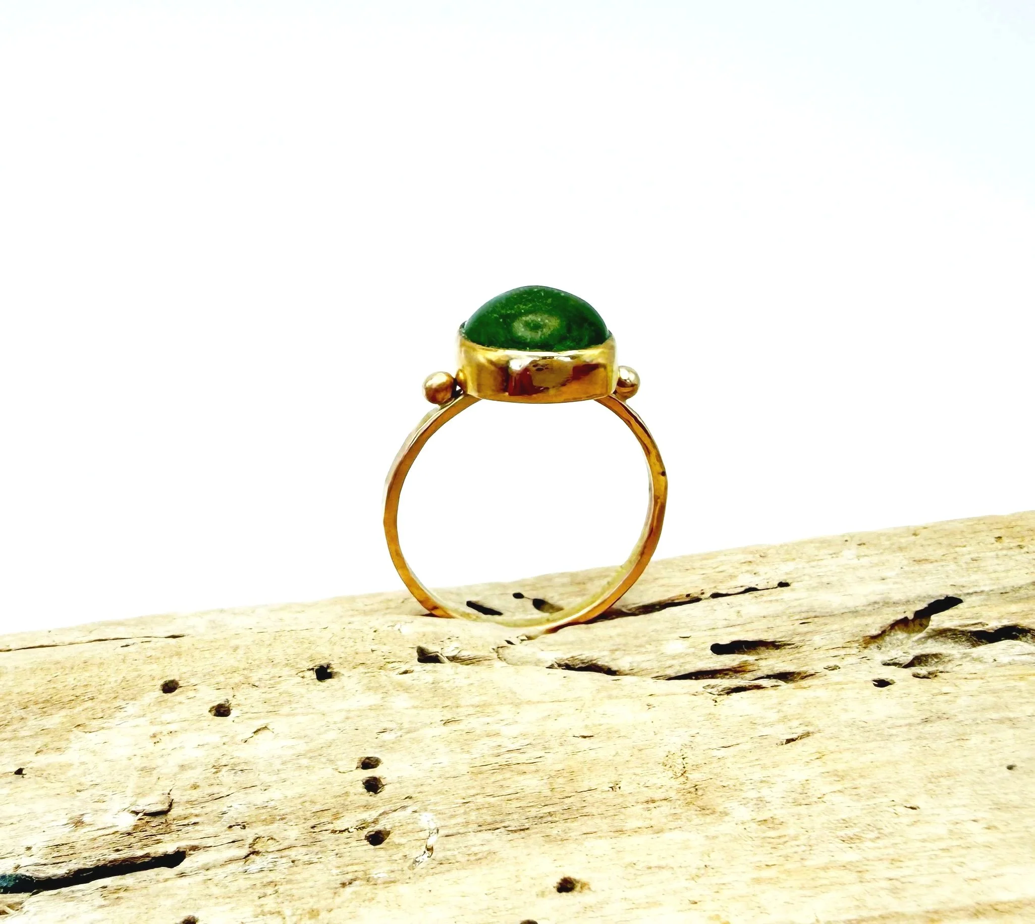 one of a kind peridot ring in 14k gold