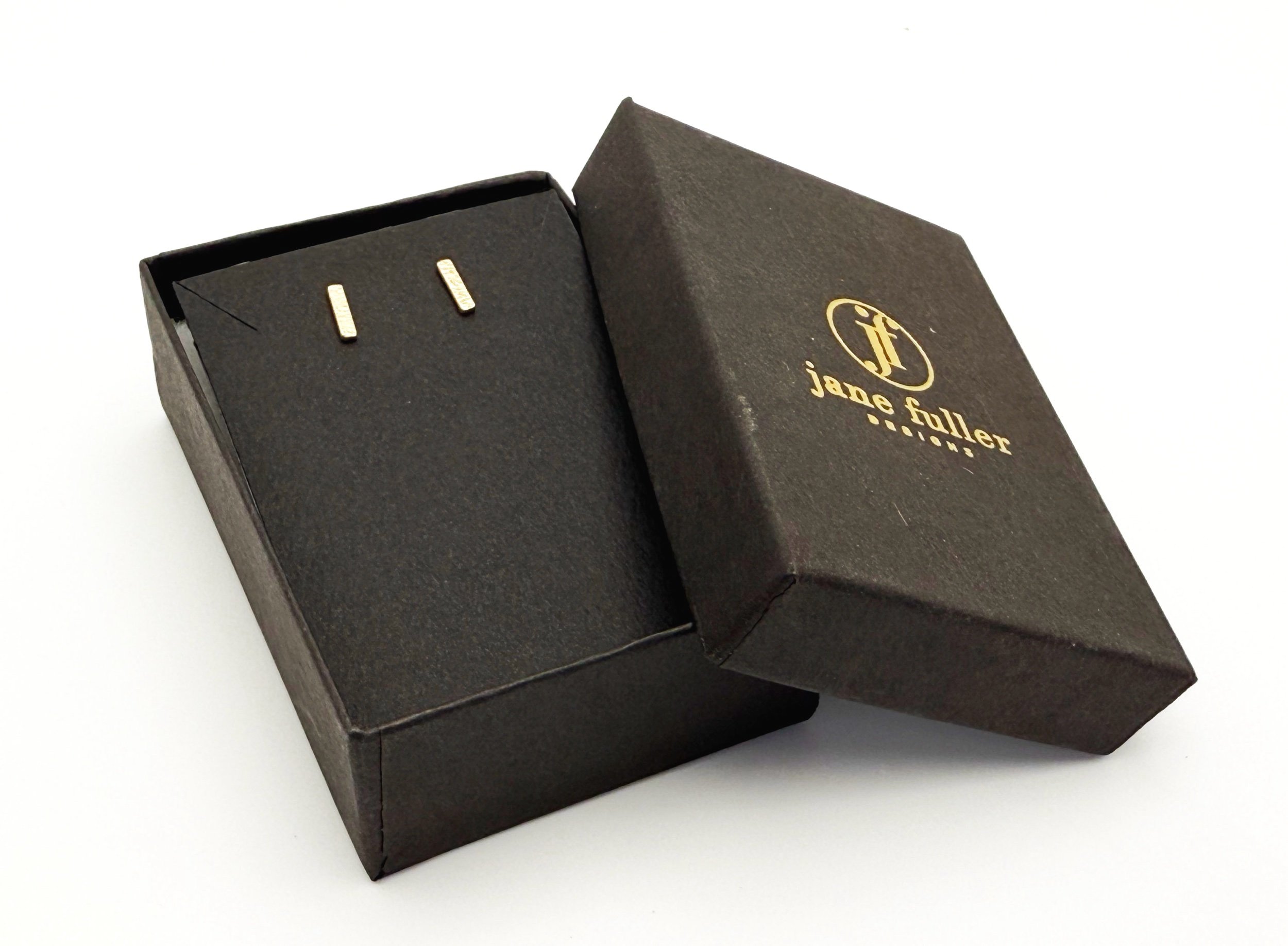 unique bar studs 14k solid gold