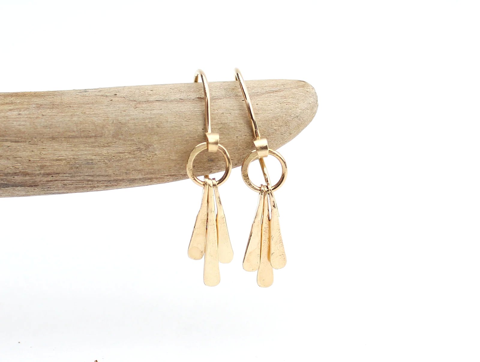 Three bar dangle earrings in 14k solid gold