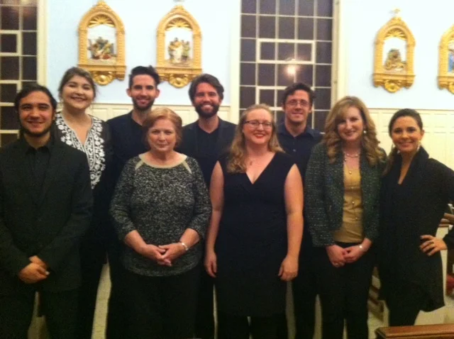 University of North Texas Singers and Musicians with CEFT members and Brazos Valley Czech Heritage Society Officers Jo Ann Zaeske and Lynette Urbanovsky.