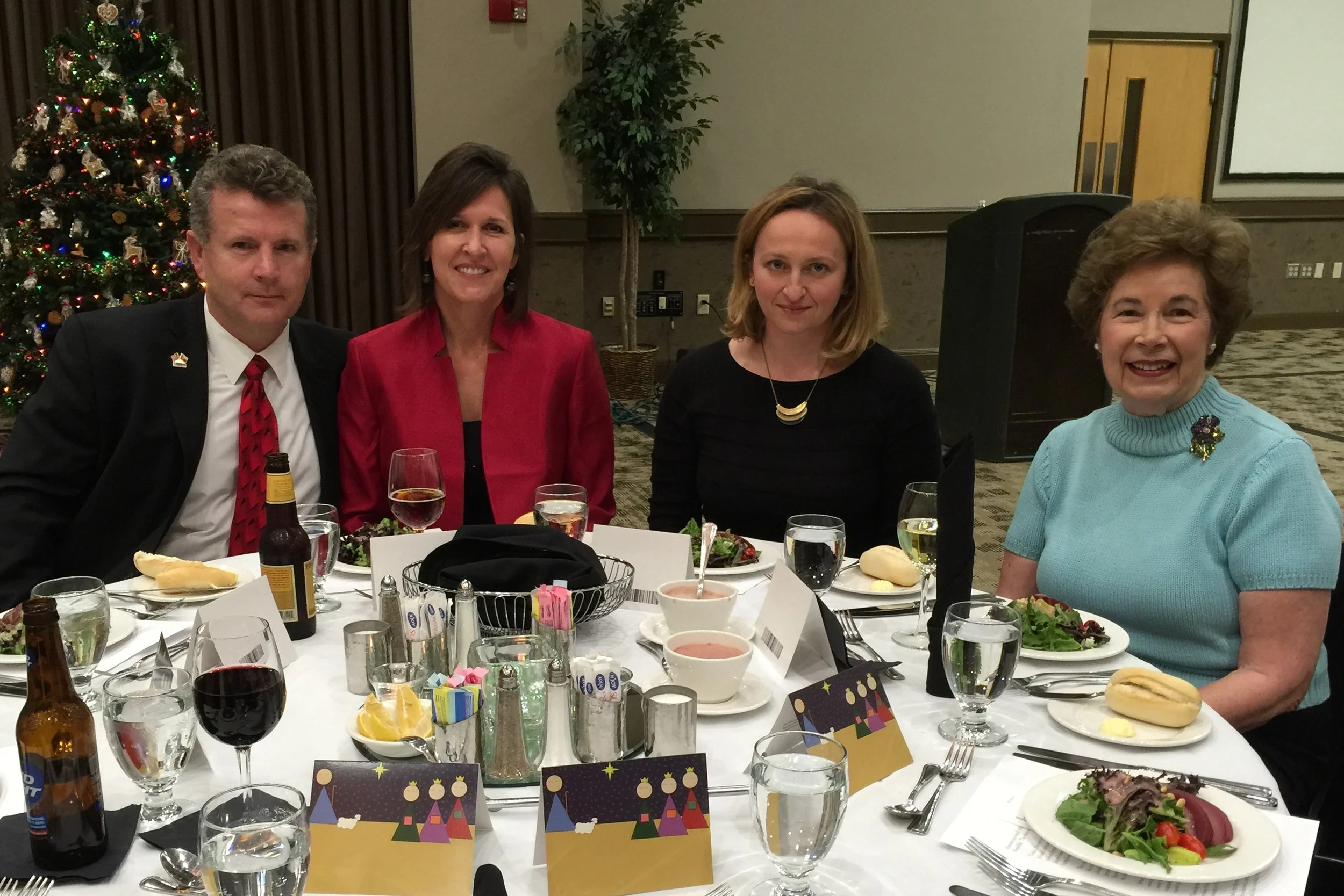 Left to right, Honorary Czech Consul Brian Vaníček; Joan Vaníček; Lenka Kabrhelová, US Correspondent Czech Radio, Prague and Washington, D.C.; and Margaret Jaresh Klečka, CEFT Director, UNT Advisory Committee.