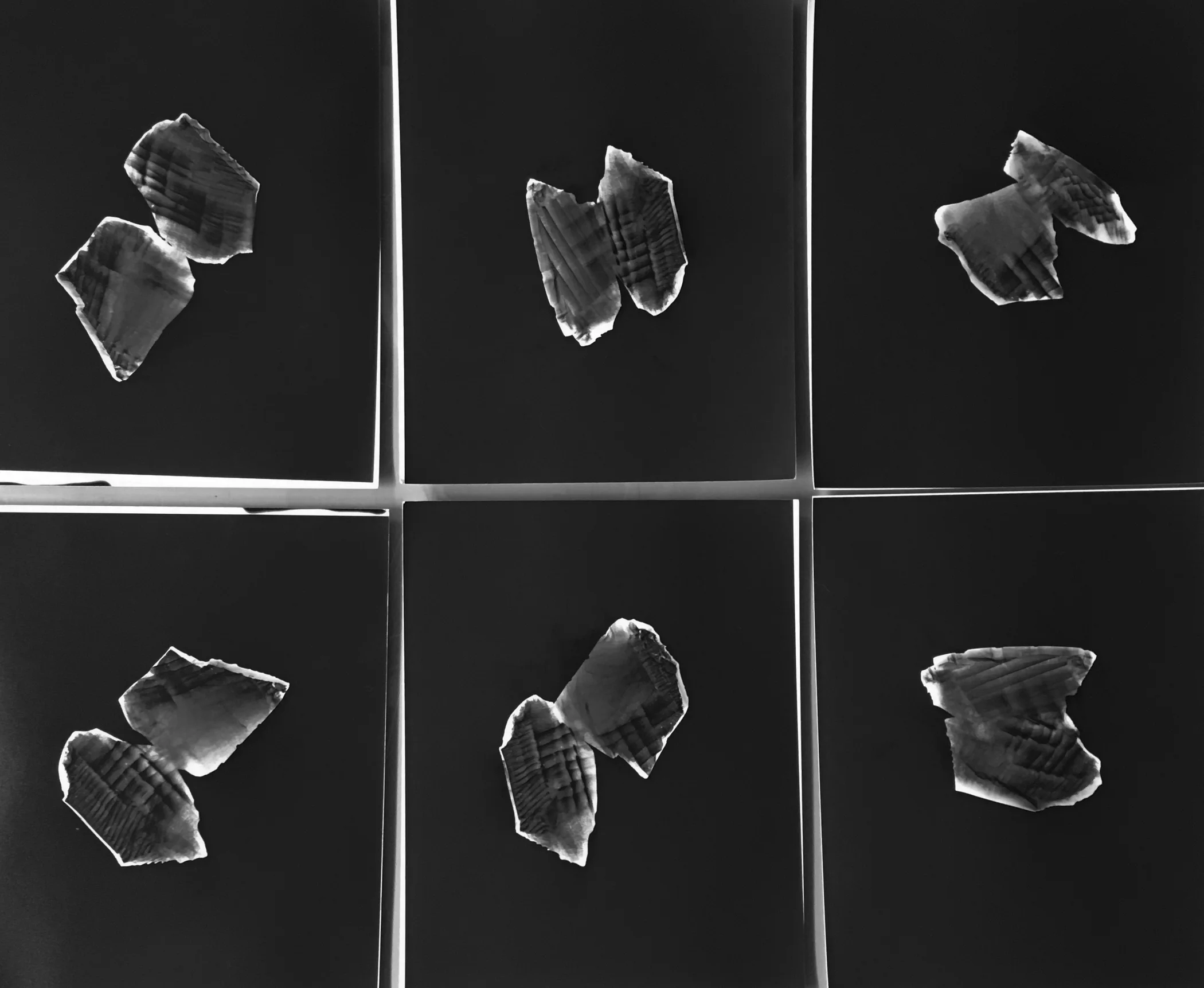 INVERTED VERSUS VERSIONS & BROKEN HEADLIGHT GLASS (gelatin silver contact print)