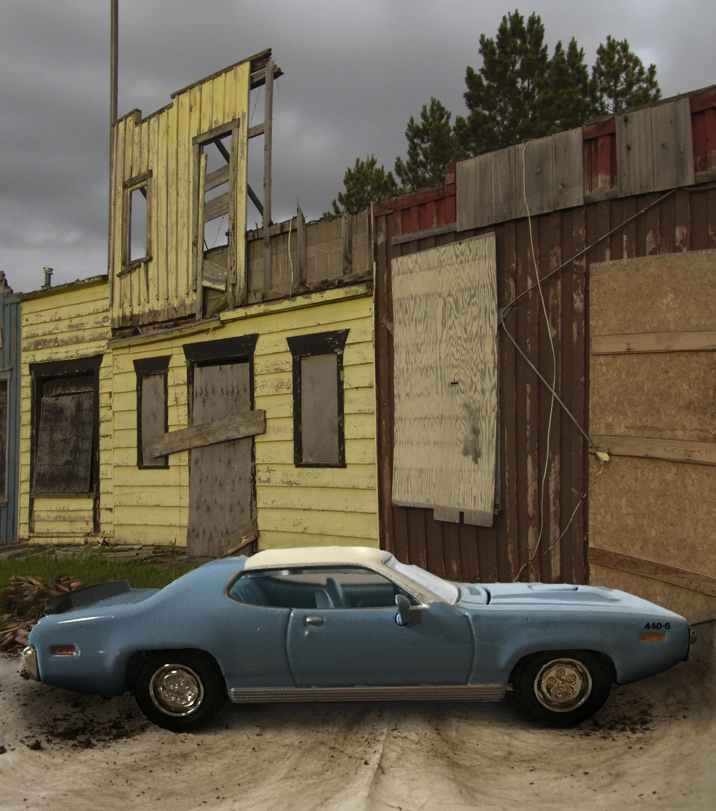 Keeara Rhoades, False Fronts (with blue car)