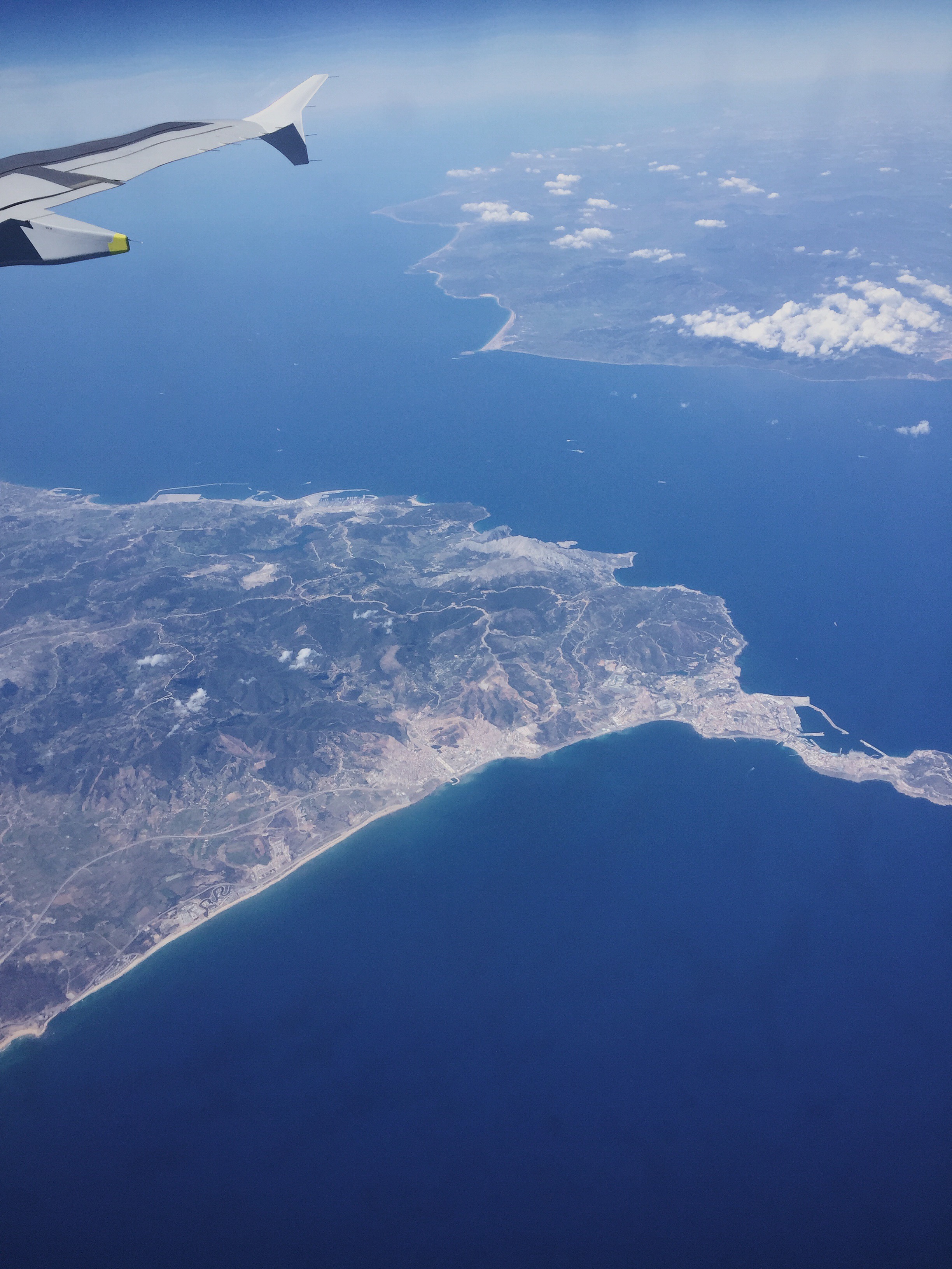 This photo was taken by my friend, Claire Fagin, (posted with her permission) and shows the divide between Spain and North Africa!