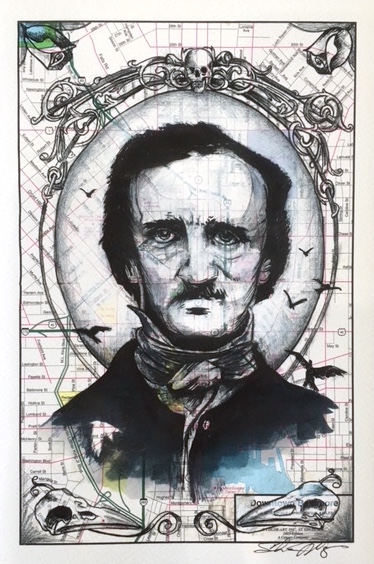 POE ON VINTAGE BALTIMORE MAP 
