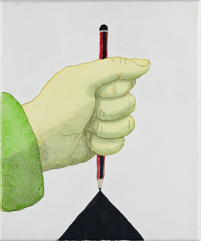 The Line 2013 oil, watercolour and coloured pencil on linen 300 x 250mm