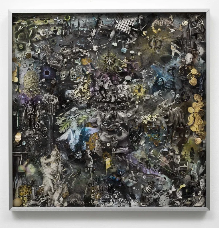 Coming From Everywhere 2013 mixed media collage 1000 x 1000mm