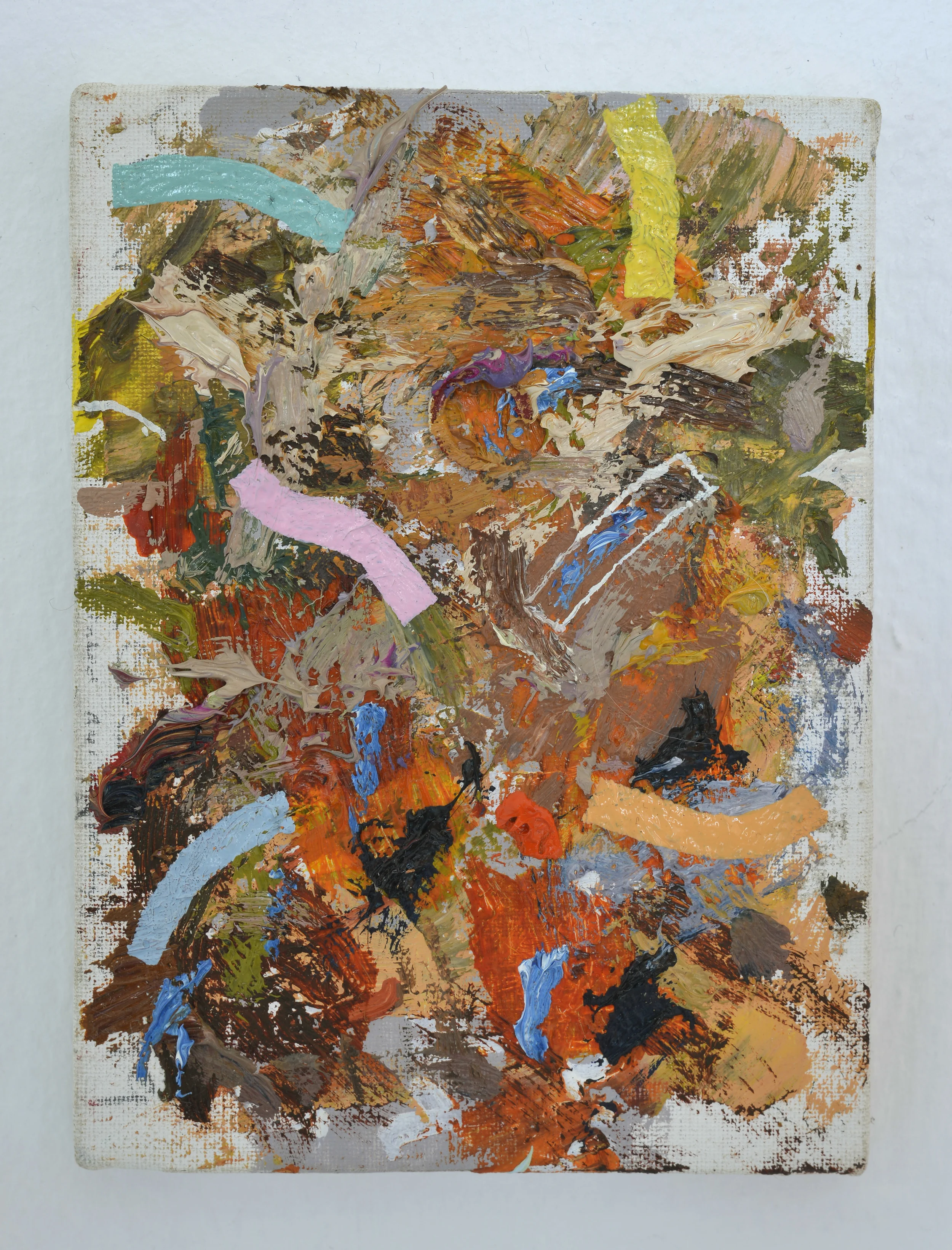 Small Abstraction with Pink and Lemon, 2016, oil on canvas, 110x75mm