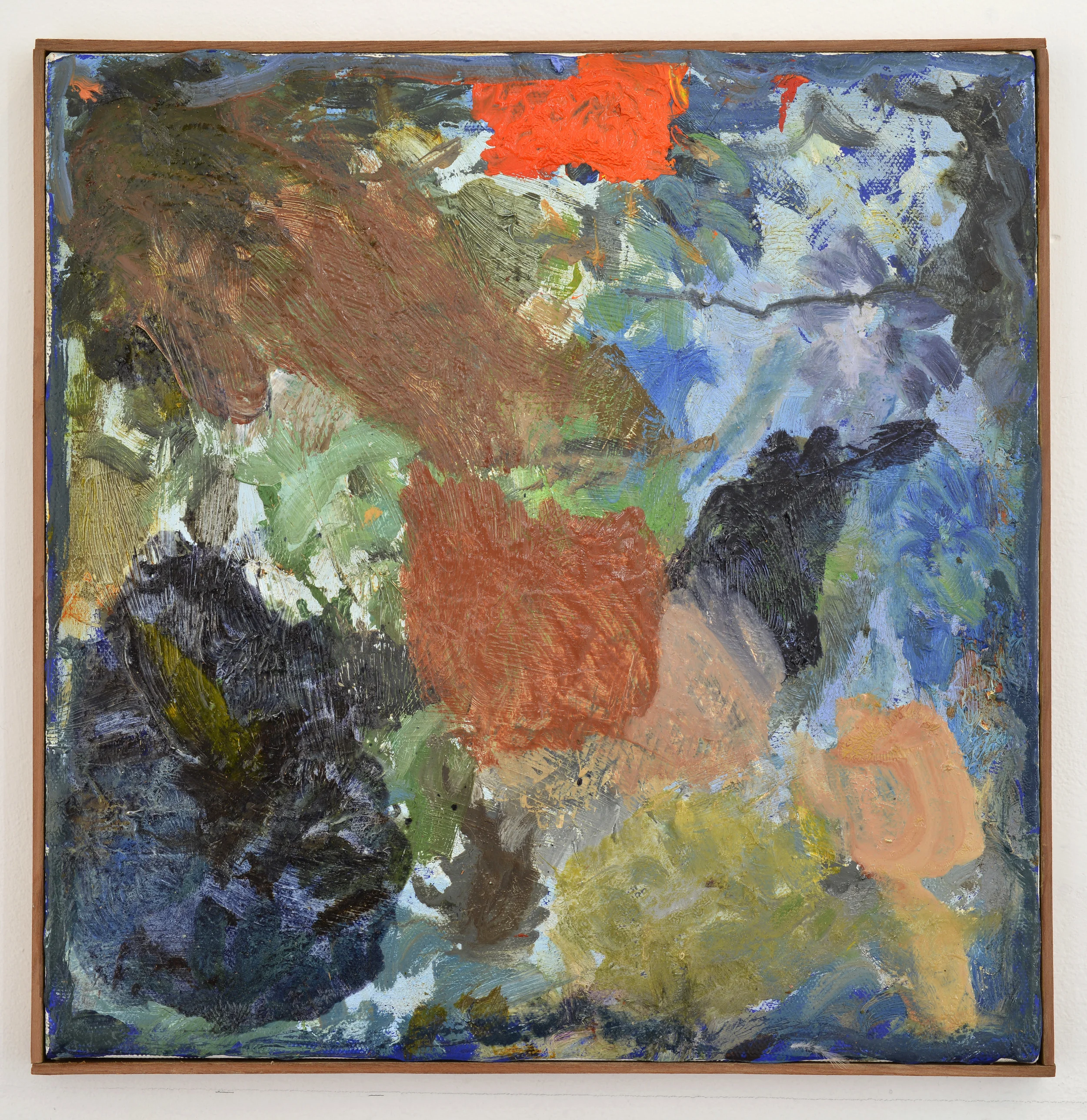 Gestural Abstraction with Blue Background, 2016, oil on canvas, 310x310mm