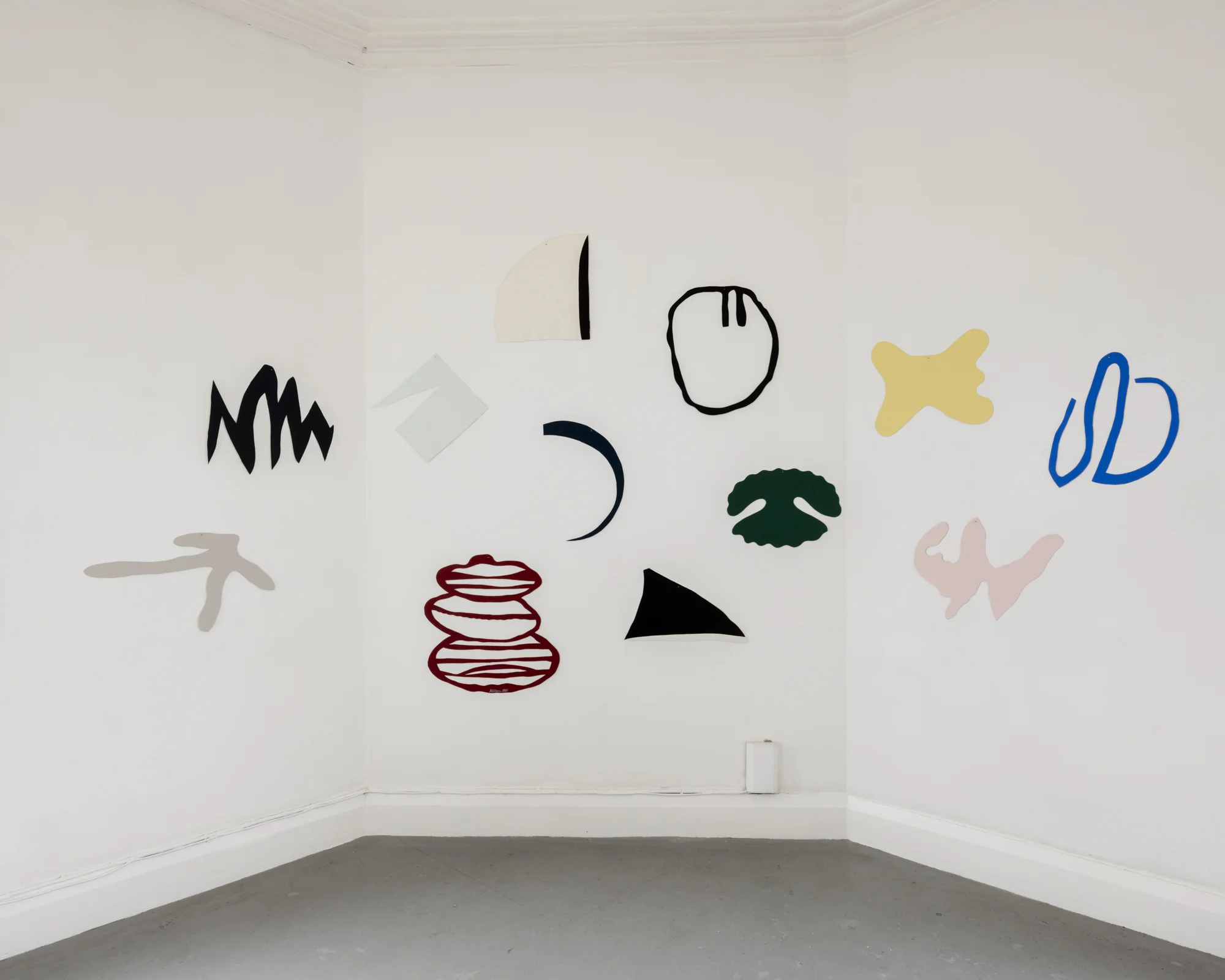Richard Killeen Two Cut-outs 21 September - 15 October Black White No. 1 1981 Alkyd on aluminium 12 pieces, variable size